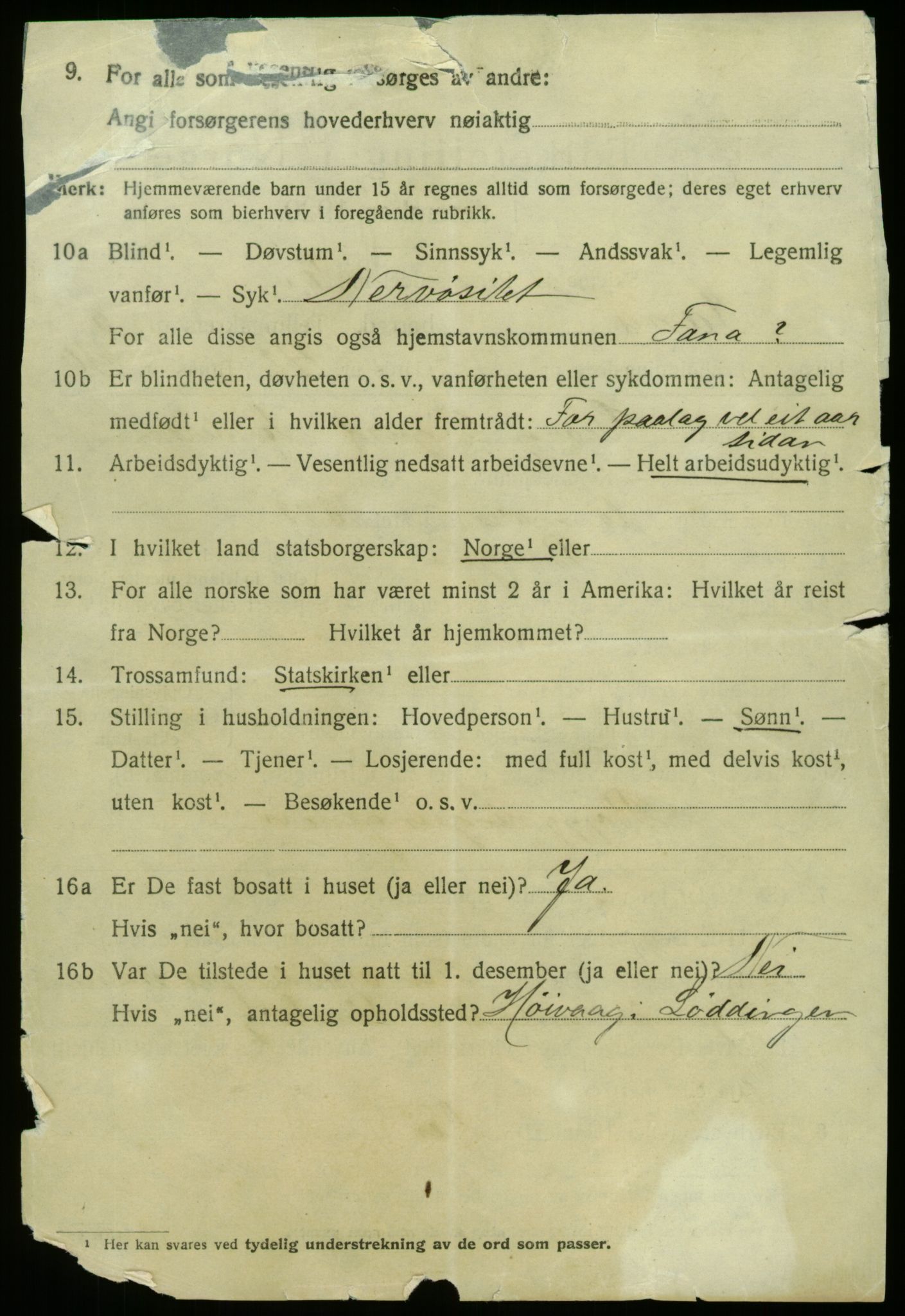 SAB, 1920 census for Fana, 1920, p. 10122