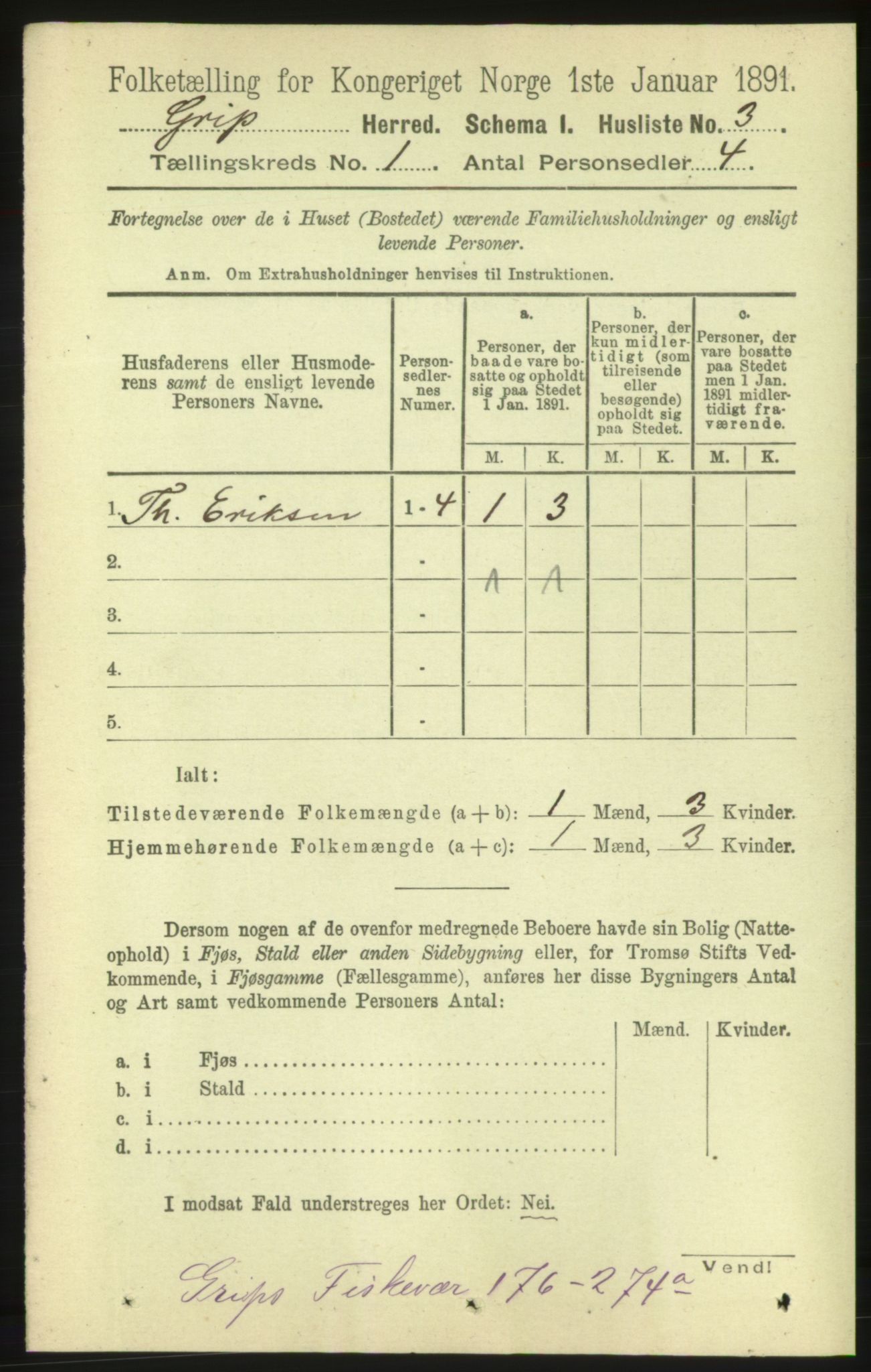 RA, 1891 census for 1556 Frei, 1891, p. 1627