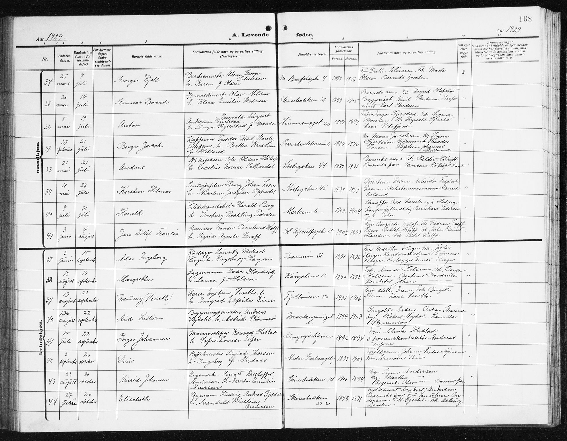 Domkirken sokneprestembete, SAB/A-74801/H/Hab/L0018: Parish register (copy) no. B 11, 1915-1942, p. 168