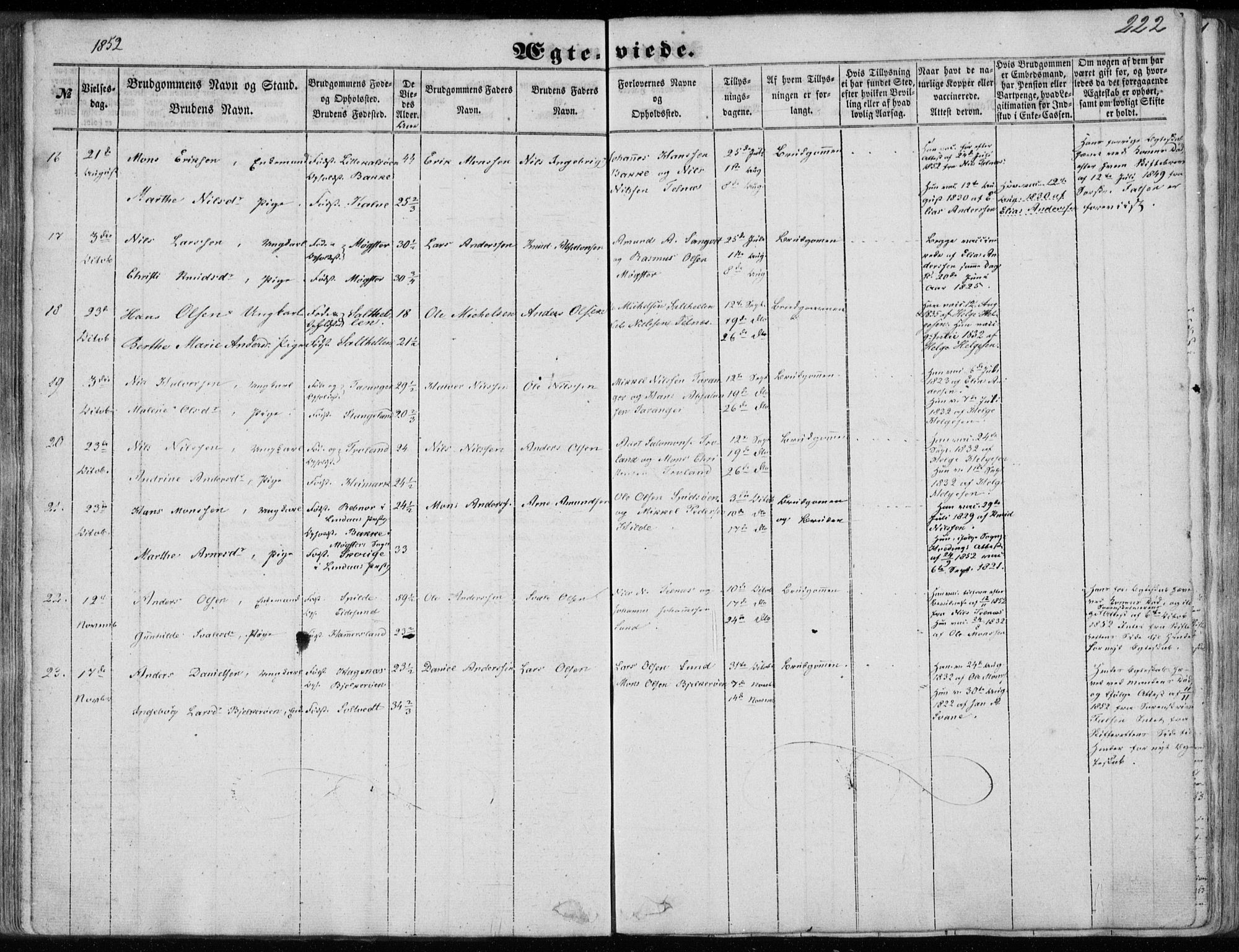 Sund sokneprestembete, AV/SAB-A-99930: Parish register (official) no. A 14, 1850-1866, p. 222