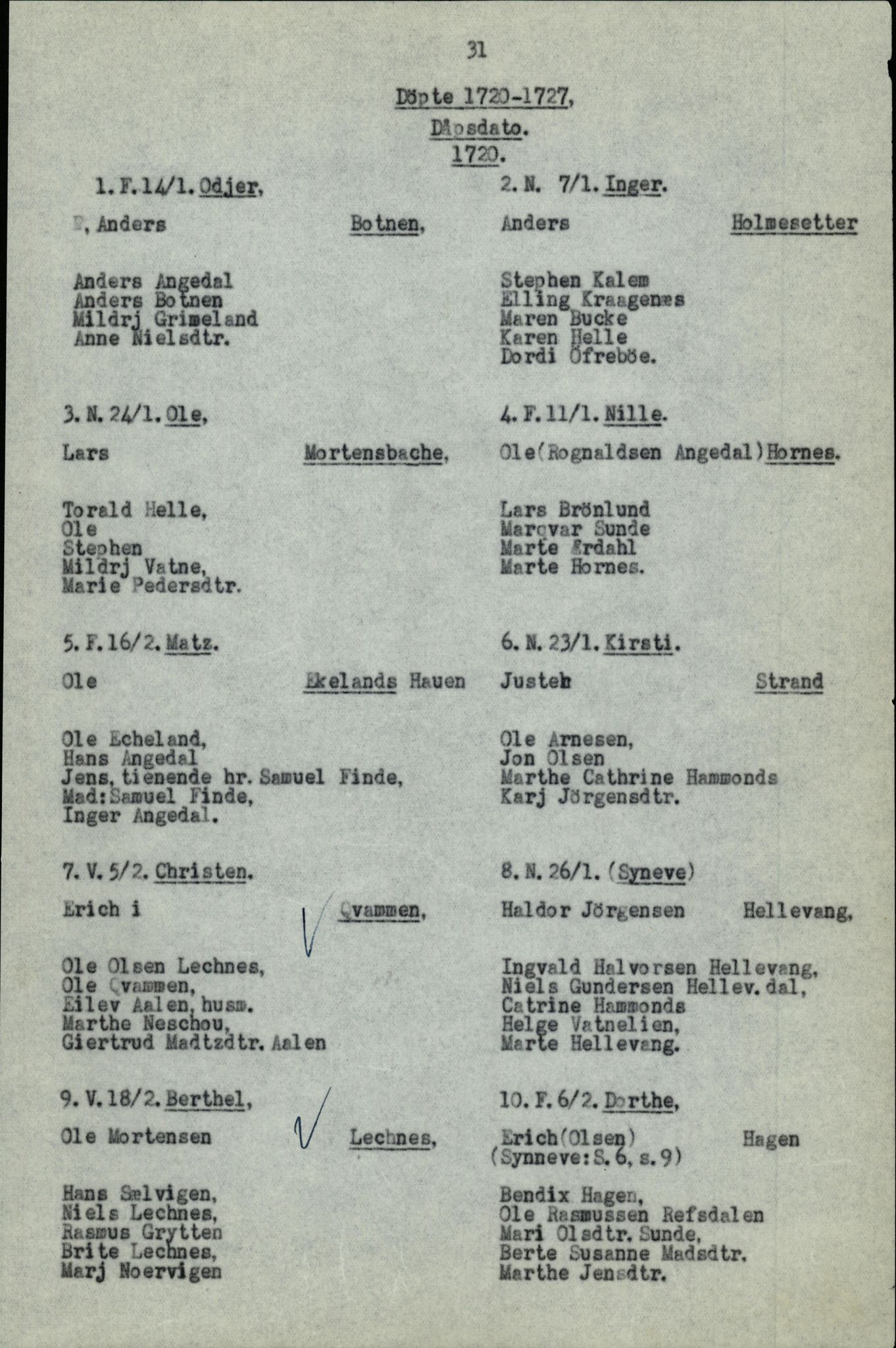 Samling av fulltekstavskrifter, SAB/FULLTEKST/B/14/0006: Førde sokneprestembete, ministerialbok nr. A 1, 1720-1727, p. 32