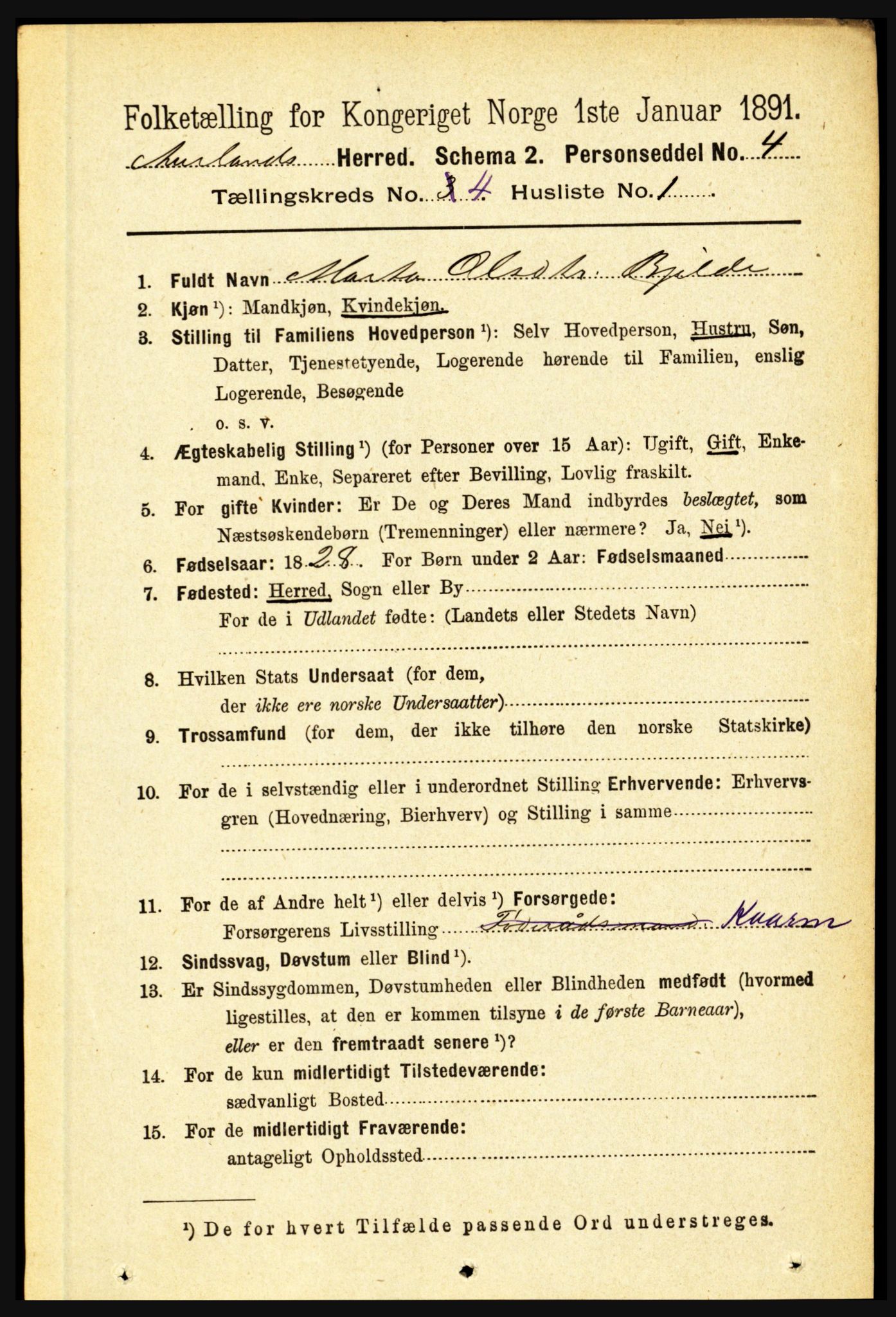 RA, 1891 census for 1421 Aurland, 1891, p. 1361