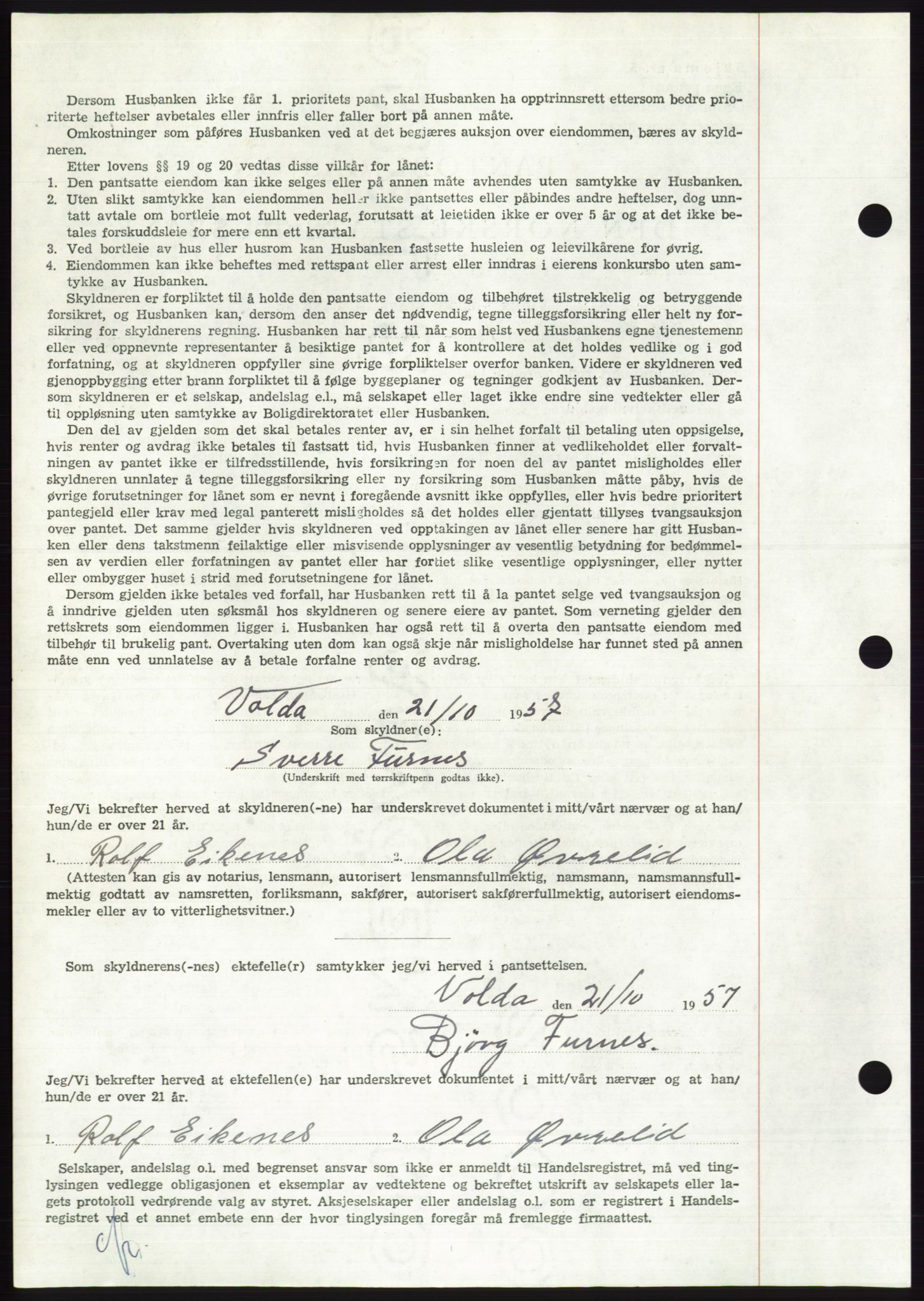 Søre Sunnmøre sorenskriveri, AV/SAT-A-4122/1/2/2C/L0130: Mortgage book no. 18B, 1957-1958, Diary no: : 2572/1957