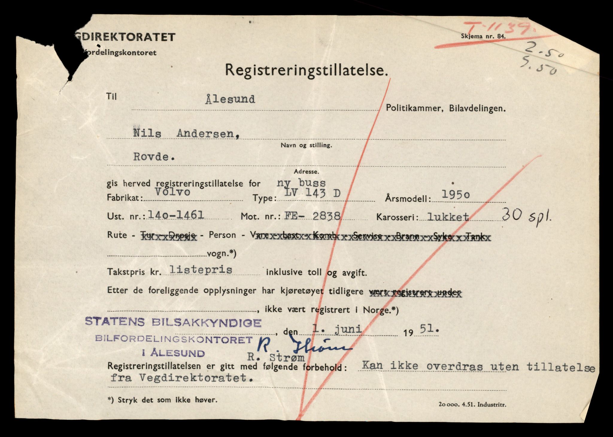 Møre og Romsdal vegkontor - Ålesund trafikkstasjon, AV/SAT-A-4099/F/Fe/L0010: Registreringskort for kjøretøy T 1050 - T 1169, 1927-1998, p. 2481