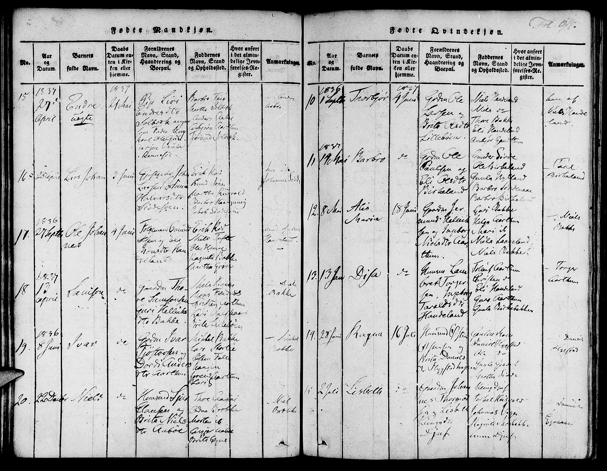 Suldal sokneprestkontor, SAST/A-101845/01/IV/L0007: Parish register (official) no. A 7, 1817-1838, p. 94