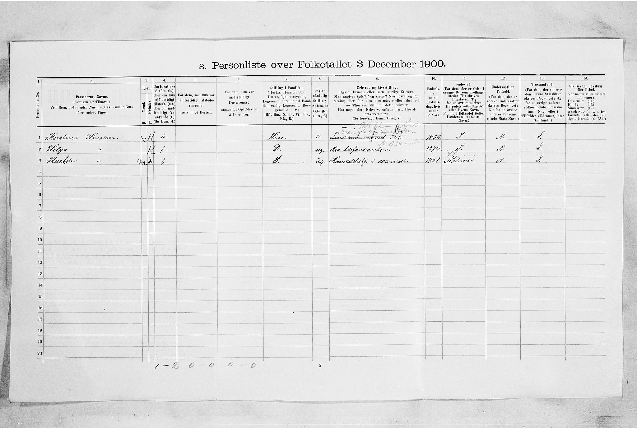 RA, 1900 census for Drammen, 1900, p. 10379