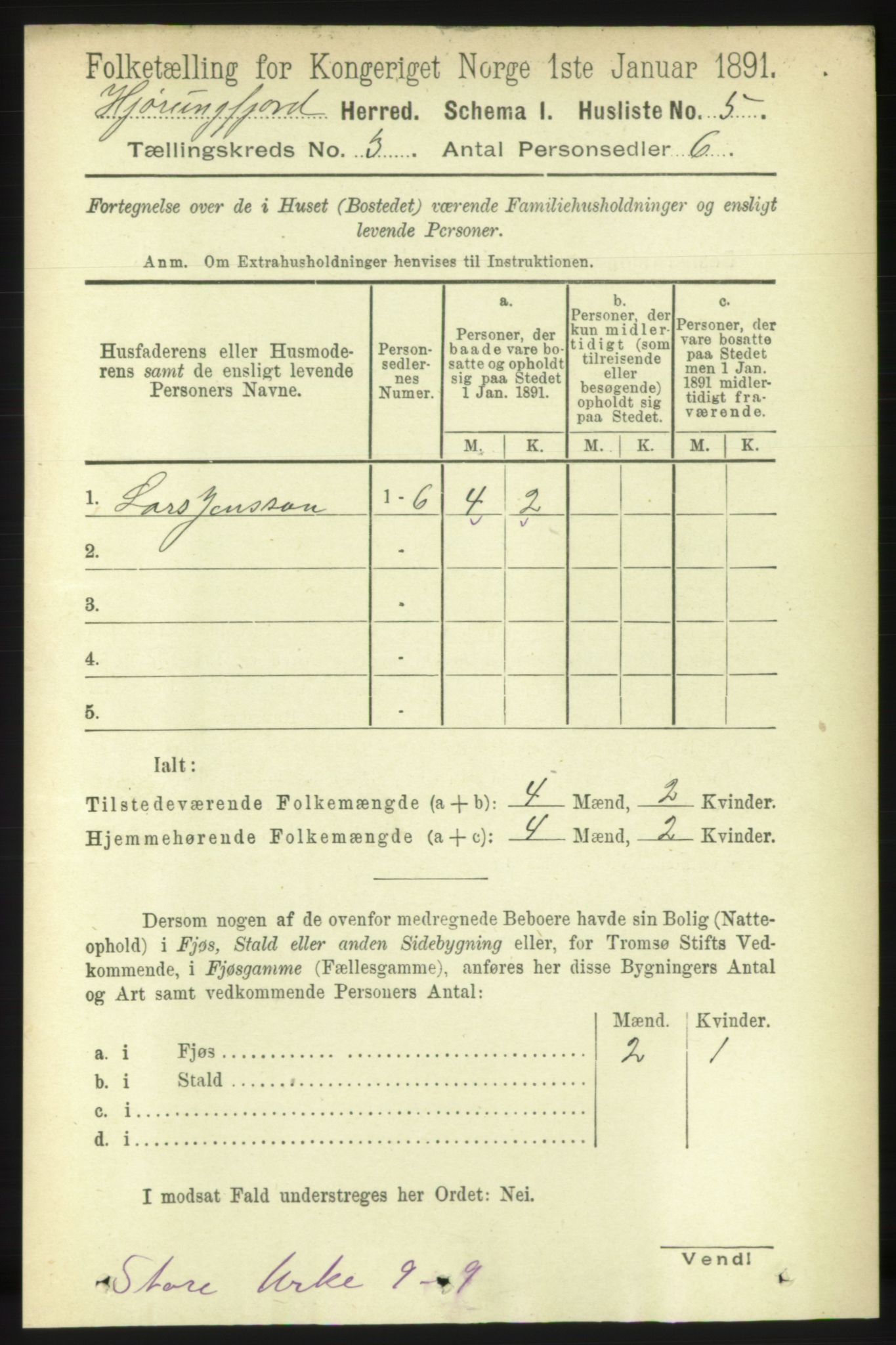 RA, 1891 census for 1522 Hjørundfjord, 1891, p. 440