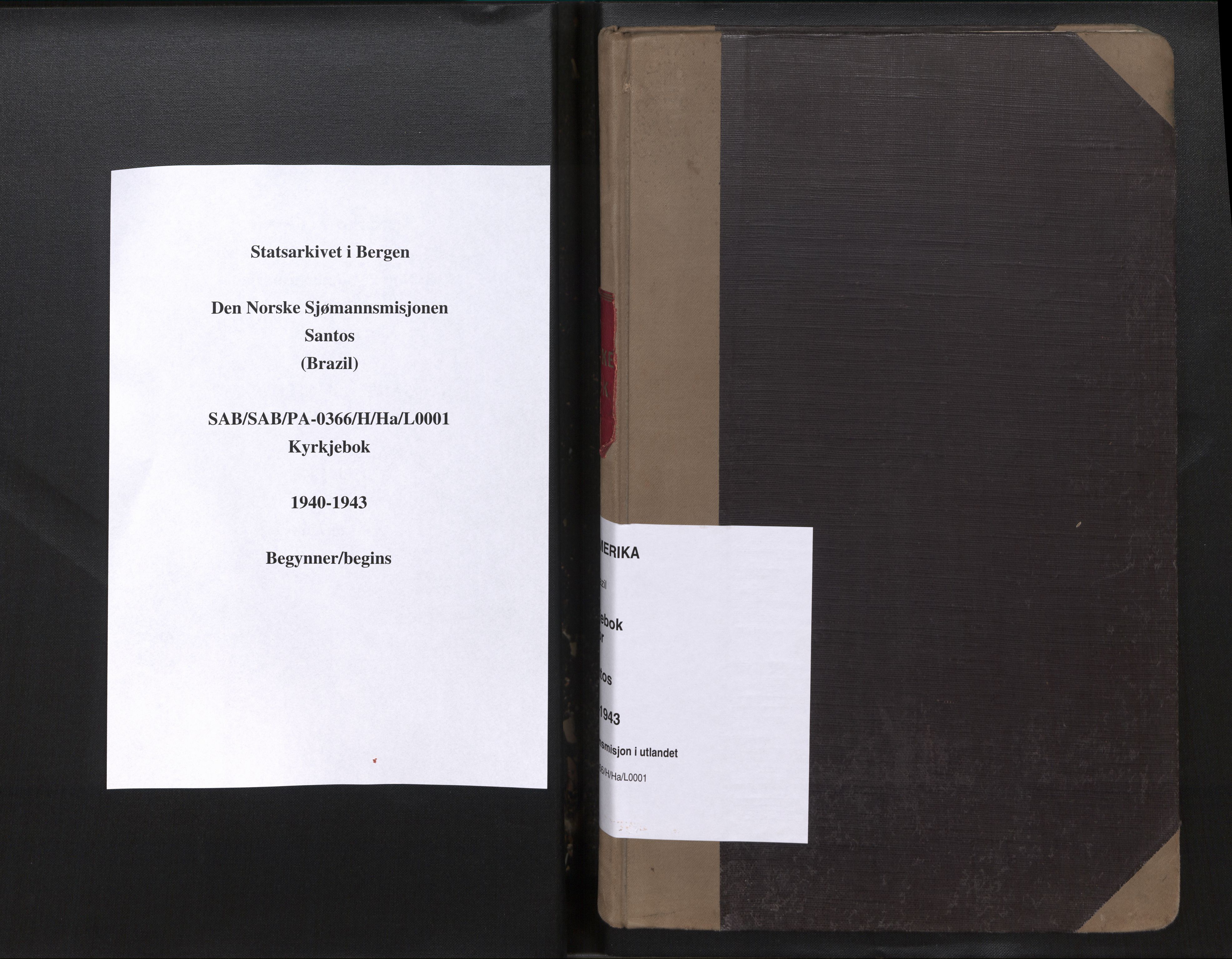 Den norske sjømannsmisjon i utlandet / Santos, Brasil, AV/SAB-SAB/PA-0366/H/Ha/L0001: Parish register (official) no. A 1, 1940-1943