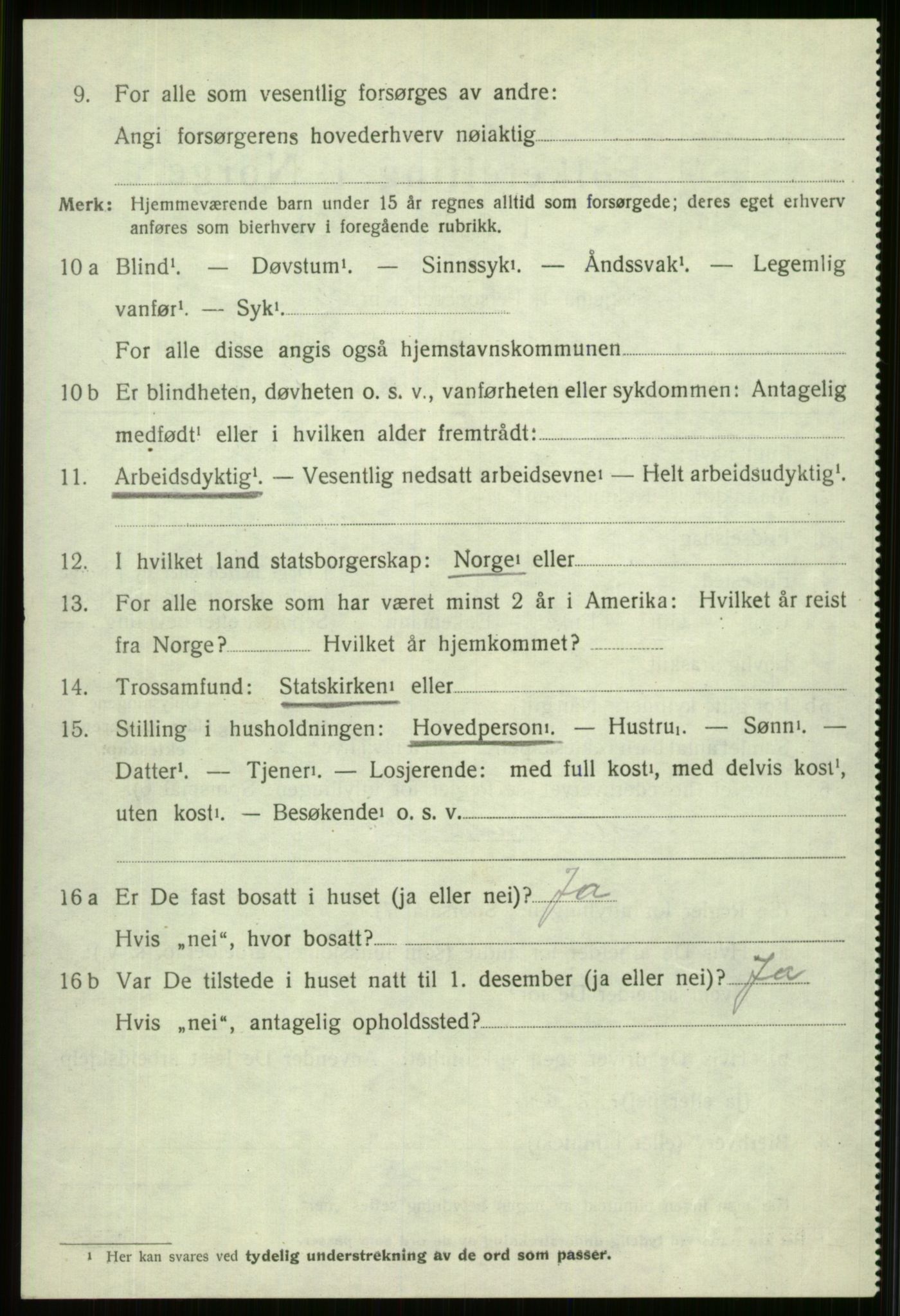 SAB, 1920 census for Vossestrand, 1920, p. 1115