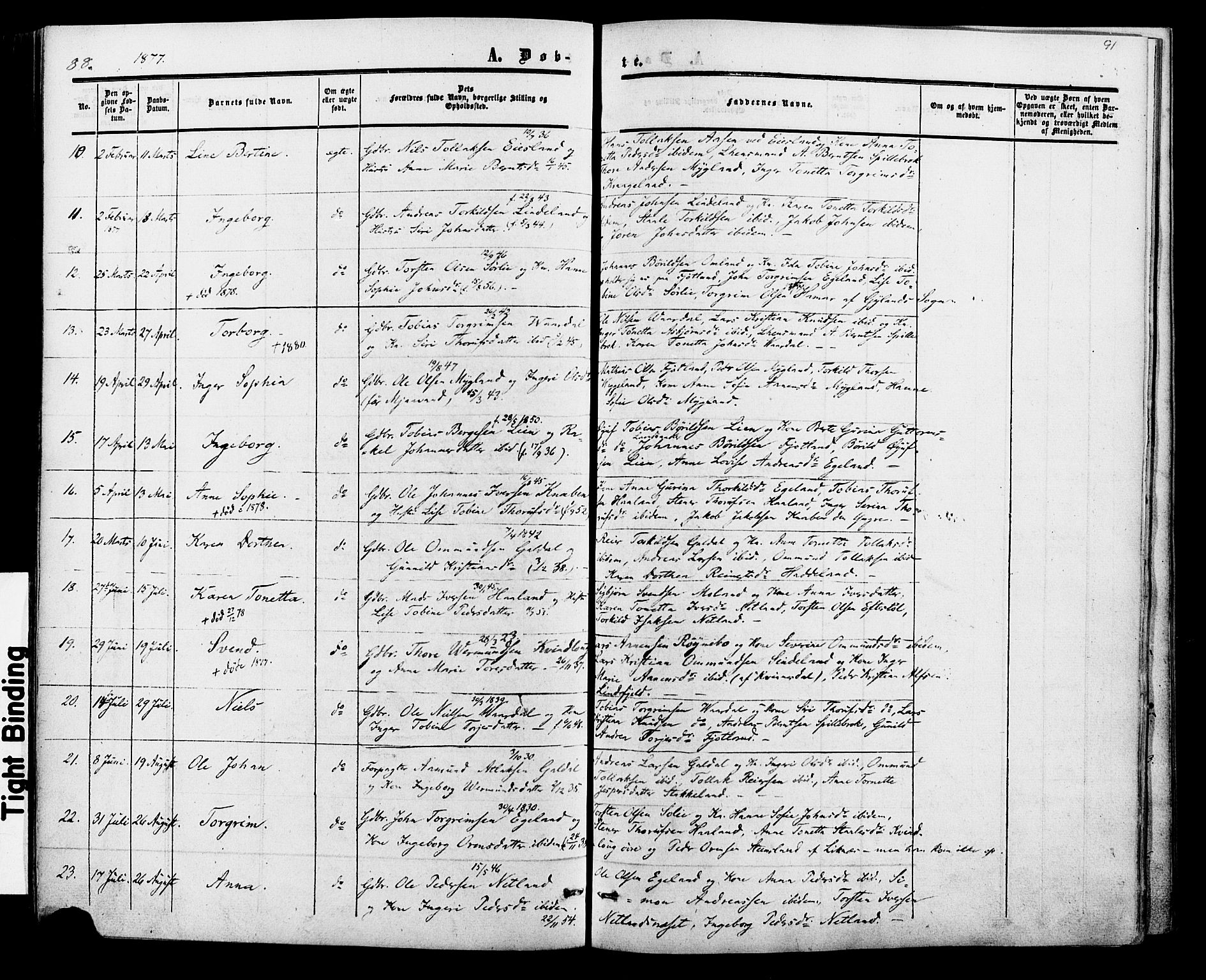 Fjotland sokneprestkontor, SAK/1111-0010/F/Fa/L0001: Parish register (official) no. A 1, 1850-1879, p. 91