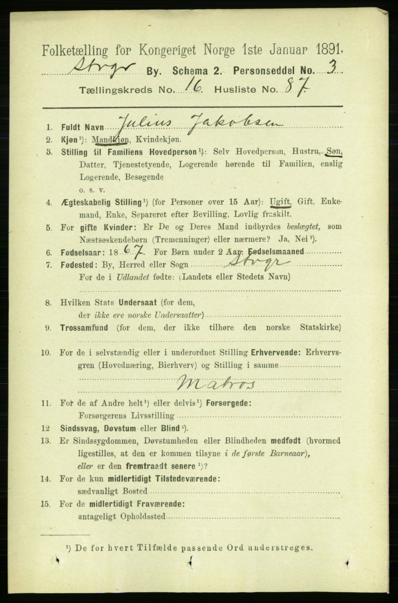 RA, 1891 census for 1103 Stavanger, 1891, p. 19734