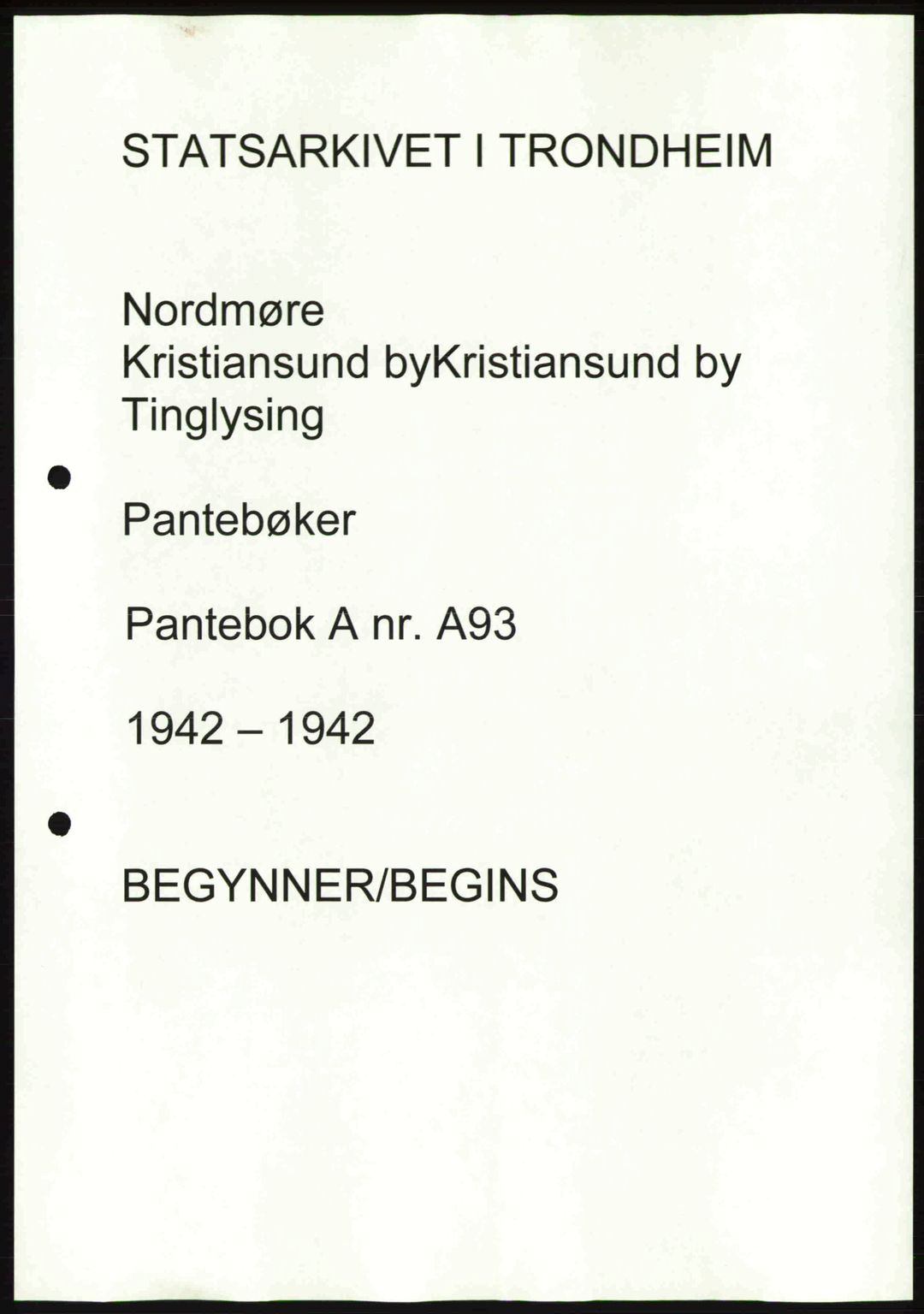 Nordmøre sorenskriveri, AV/SAT-A-4132/1/2/2Ca: Mortgage book no. A93, 1942-1942