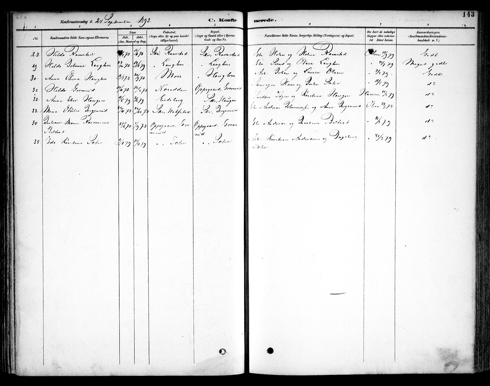 Kråkstad prestekontor Kirkebøker, SAO/A-10125a/F/Fb/L0002: Parish register (official) no. II 2, 1893-1917, p. 143