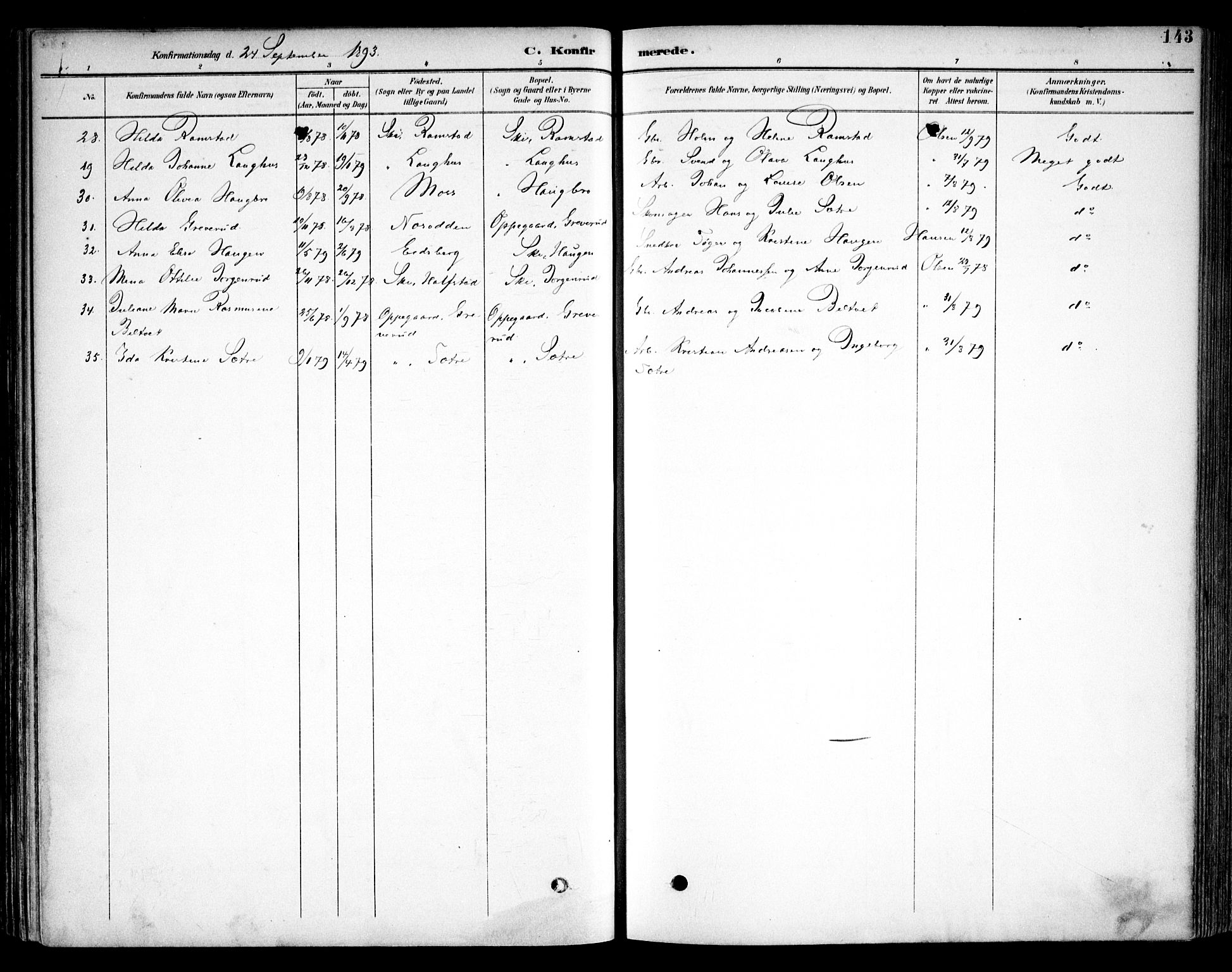 Kråkstad prestekontor Kirkebøker, AV/SAO-A-10125a/F/Fb/L0002: Parish register (official) no. II 2, 1893-1917, p. 143