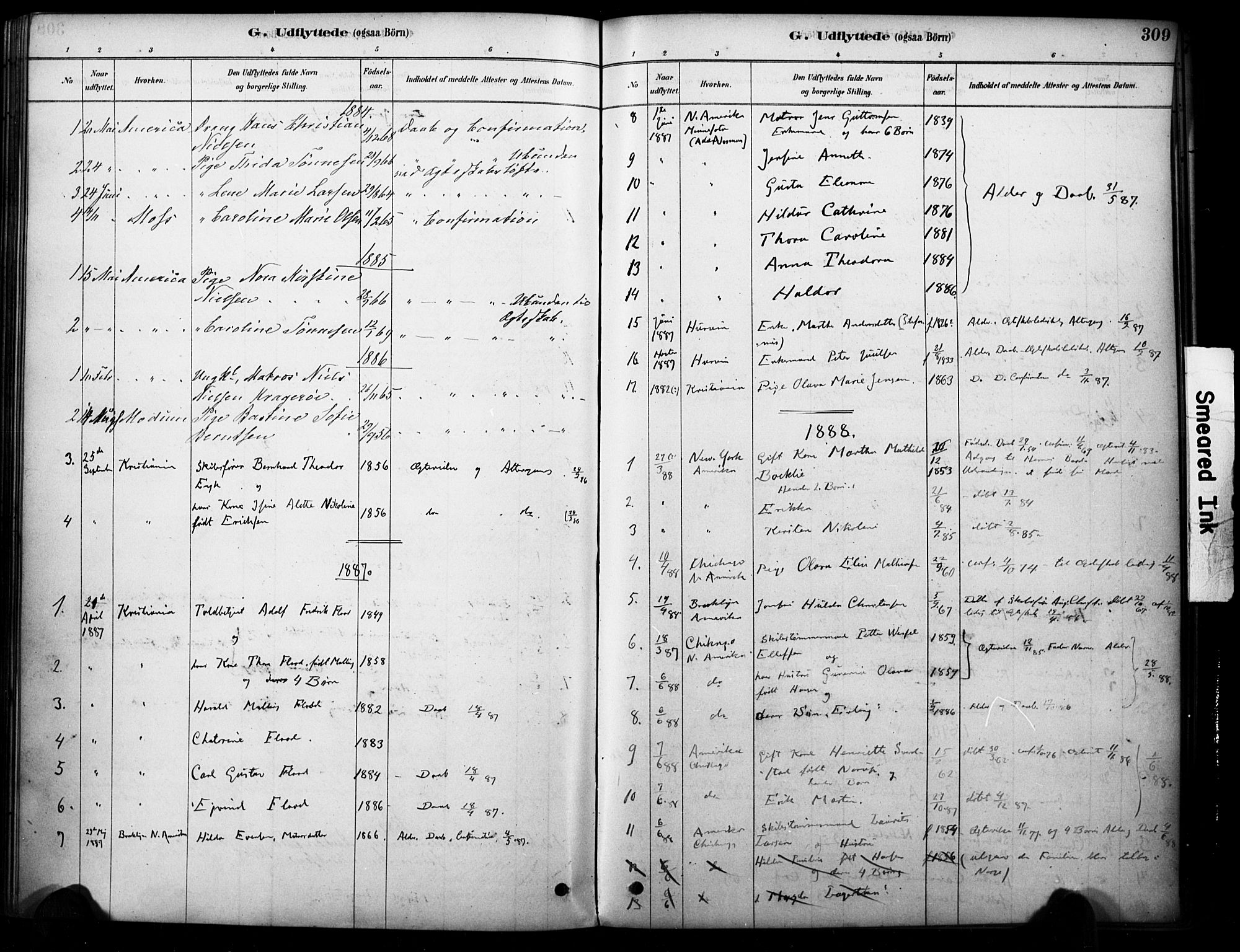 Strømm kirkebøker, AV/SAKO-A-322/F/Fb/L0001: Parish register (official) no. II 1, 1878-1899, p. 309