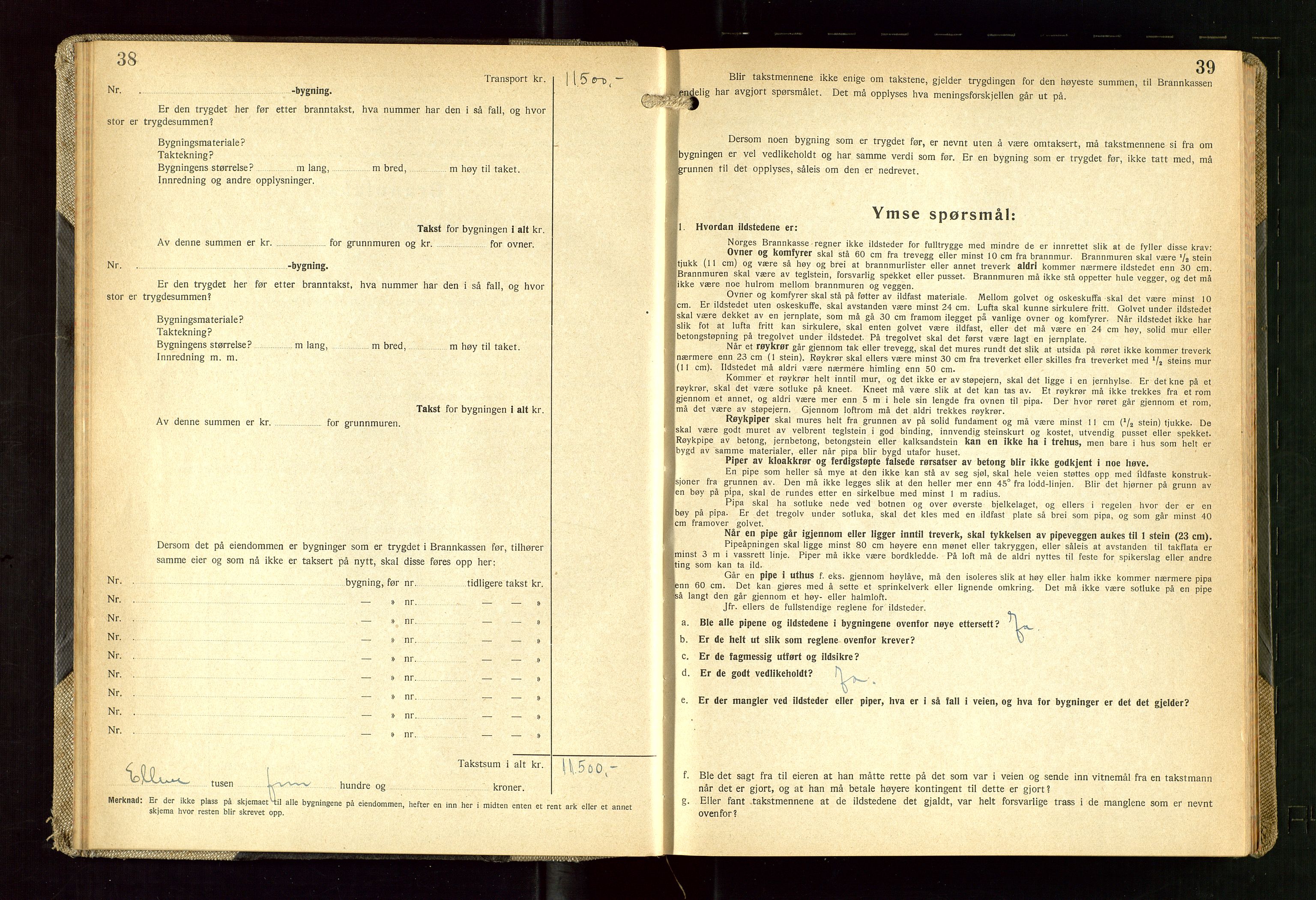 Skudenes lensmannskontor, SAST/A-100444/Gob/L0003: "Brandtakstprotokoll", 1942-1954, p. 38-39