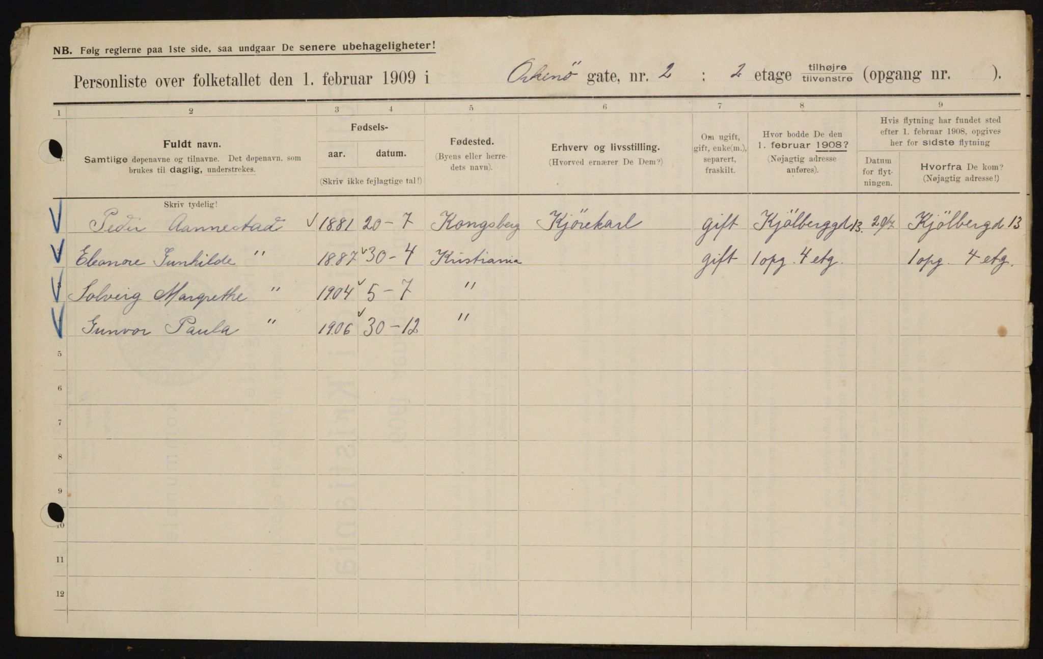 OBA, Municipal Census 1909 for Kristiania, 1909, p. 68731