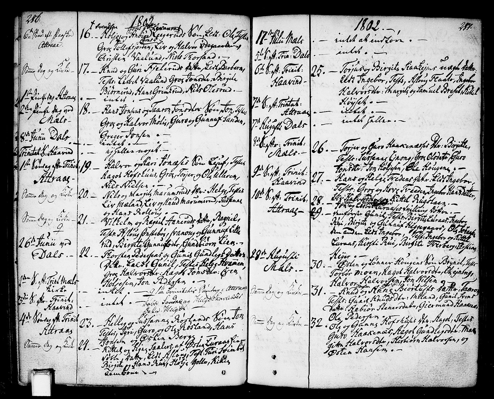 Tinn kirkebøker, SAKO/A-308/F/Fa/L0002: Parish register (official) no. I 2, 1757-1810, p. 286-287