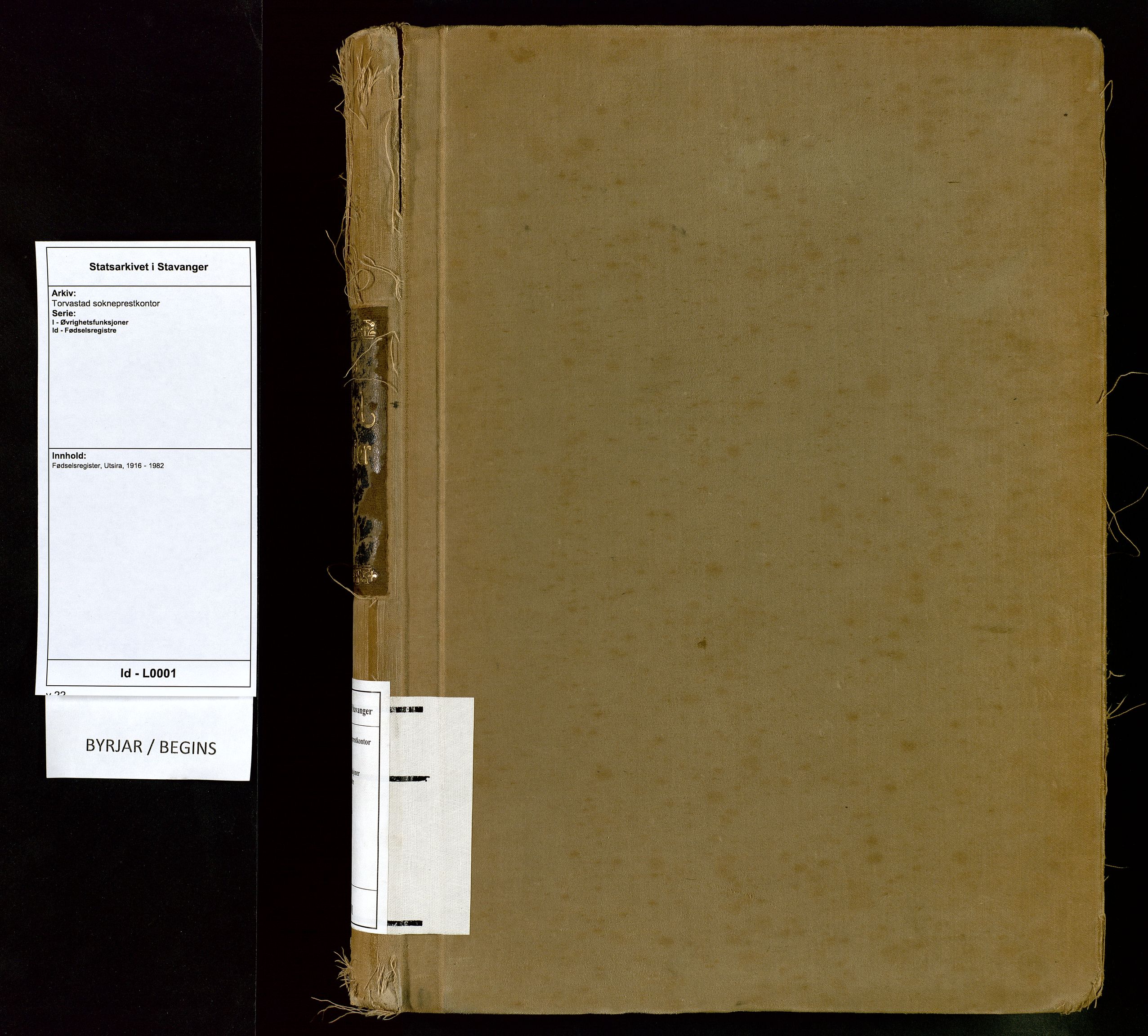 Torvastad sokneprestkontor, SAST/A -101857/I/Id/L0001: Birth register no. 1, 1916-1982