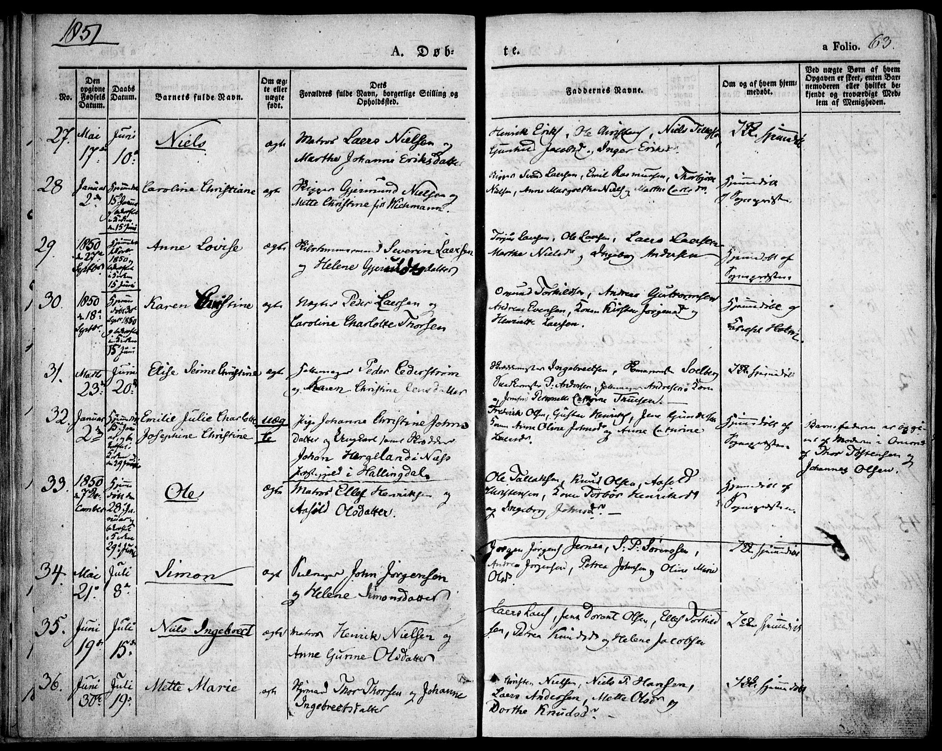 Risør sokneprestkontor, AV/SAK-1111-0035/F/Fa/L0003: Parish register (official) no. A 3, 1838-1864, p. 63