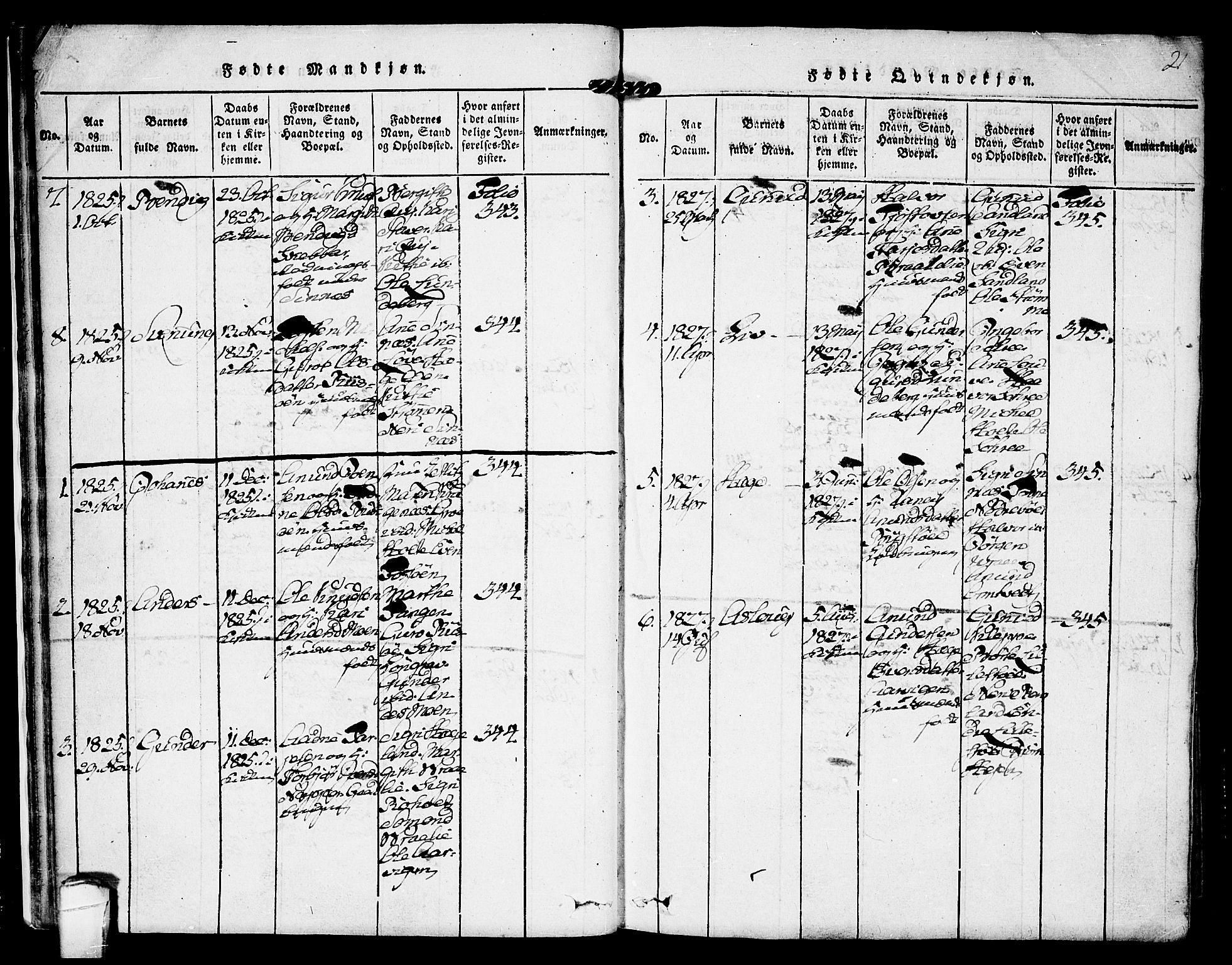 Kviteseid kirkebøker, SAKO/A-276/F/Fc/L0001: Parish register (official) no. III 1, 1815-1836, p. 21