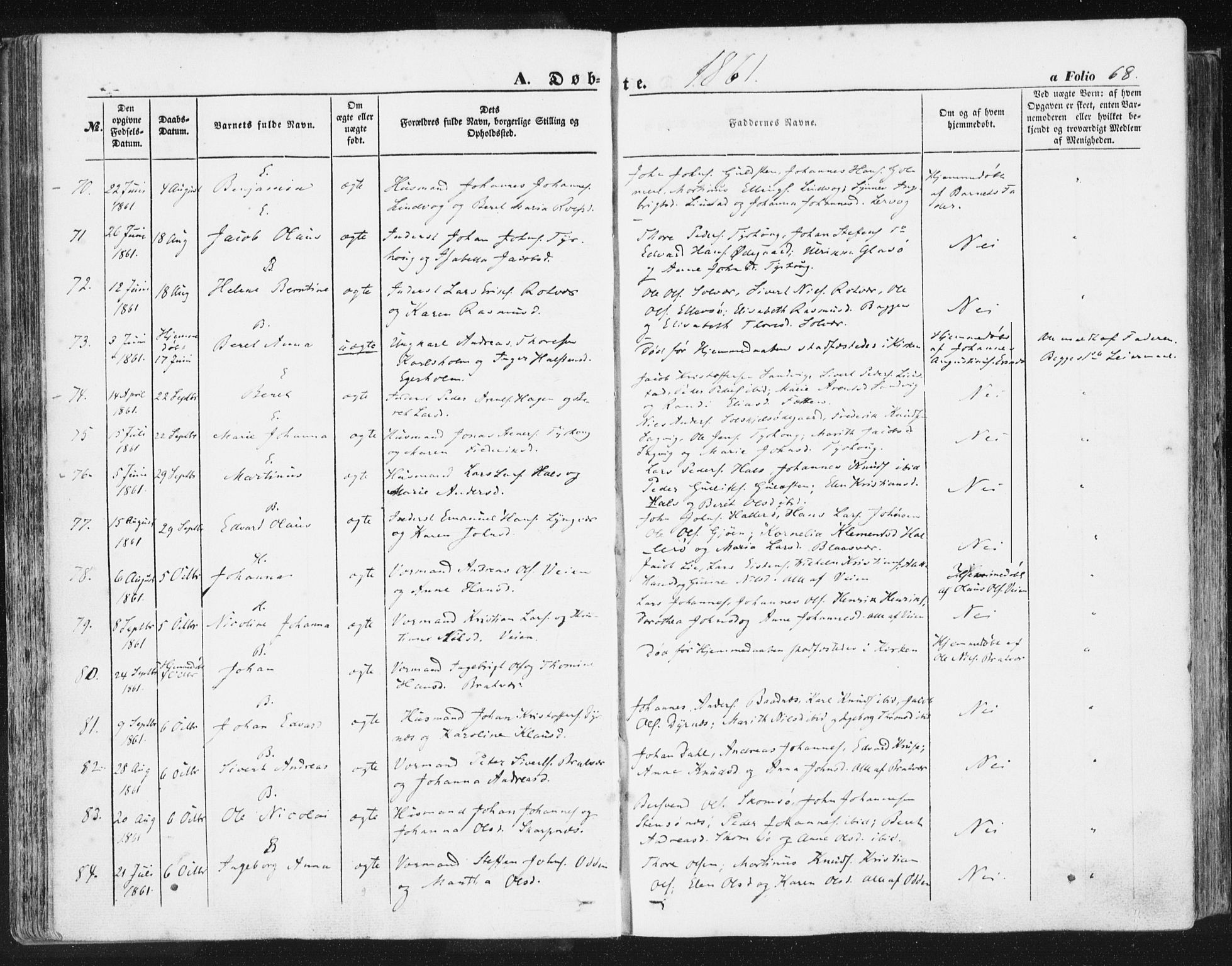 Ministerialprotokoller, klokkerbøker og fødselsregistre - Møre og Romsdal, AV/SAT-A-1454/581/L0937: Parish register (official) no. 581A05, 1853-1872, p. 68