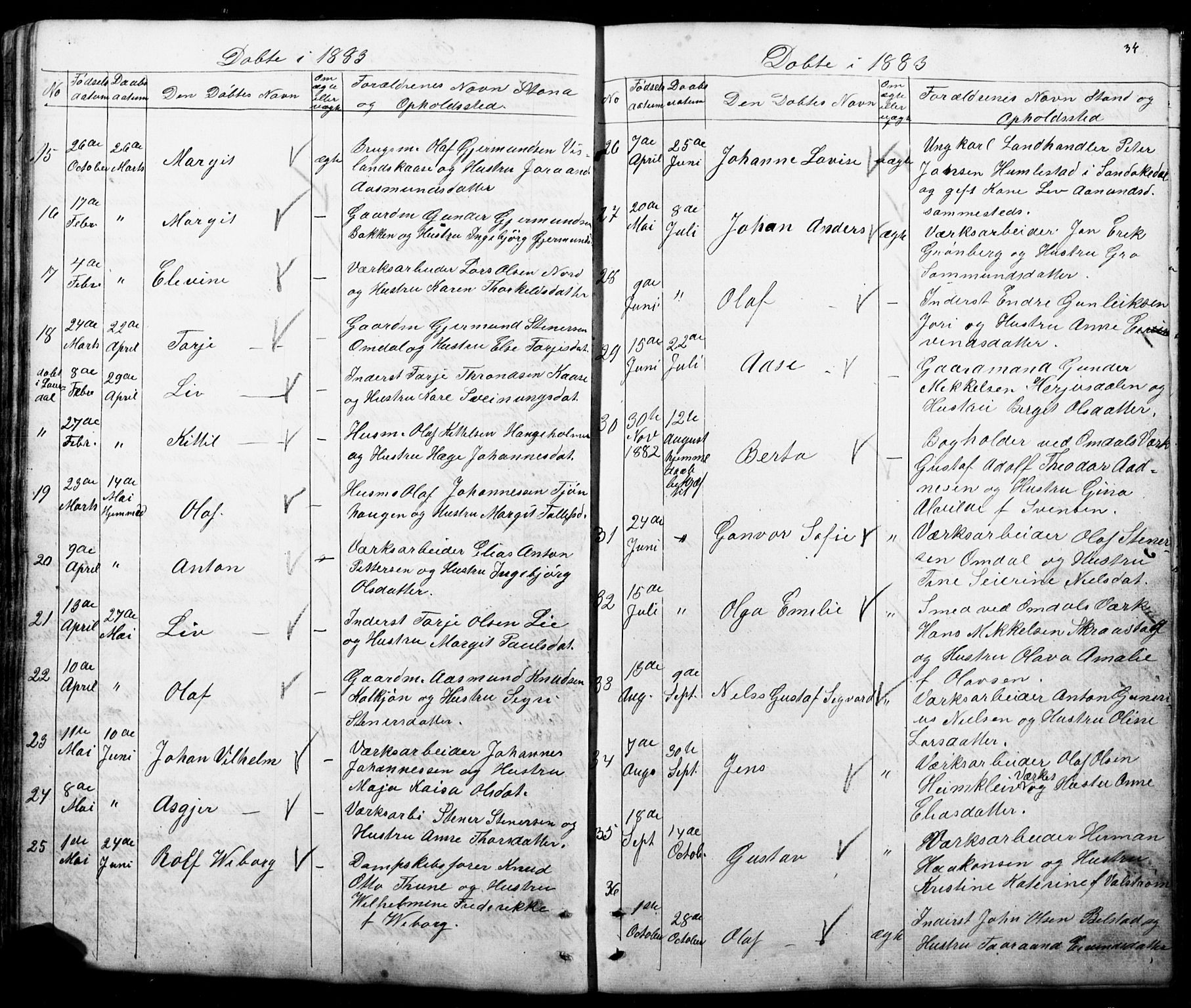 Mo kirkebøker, SAKO/A-286/G/Gb/L0002: Parish register (copy) no. II 2, 1851-1890, p. 34