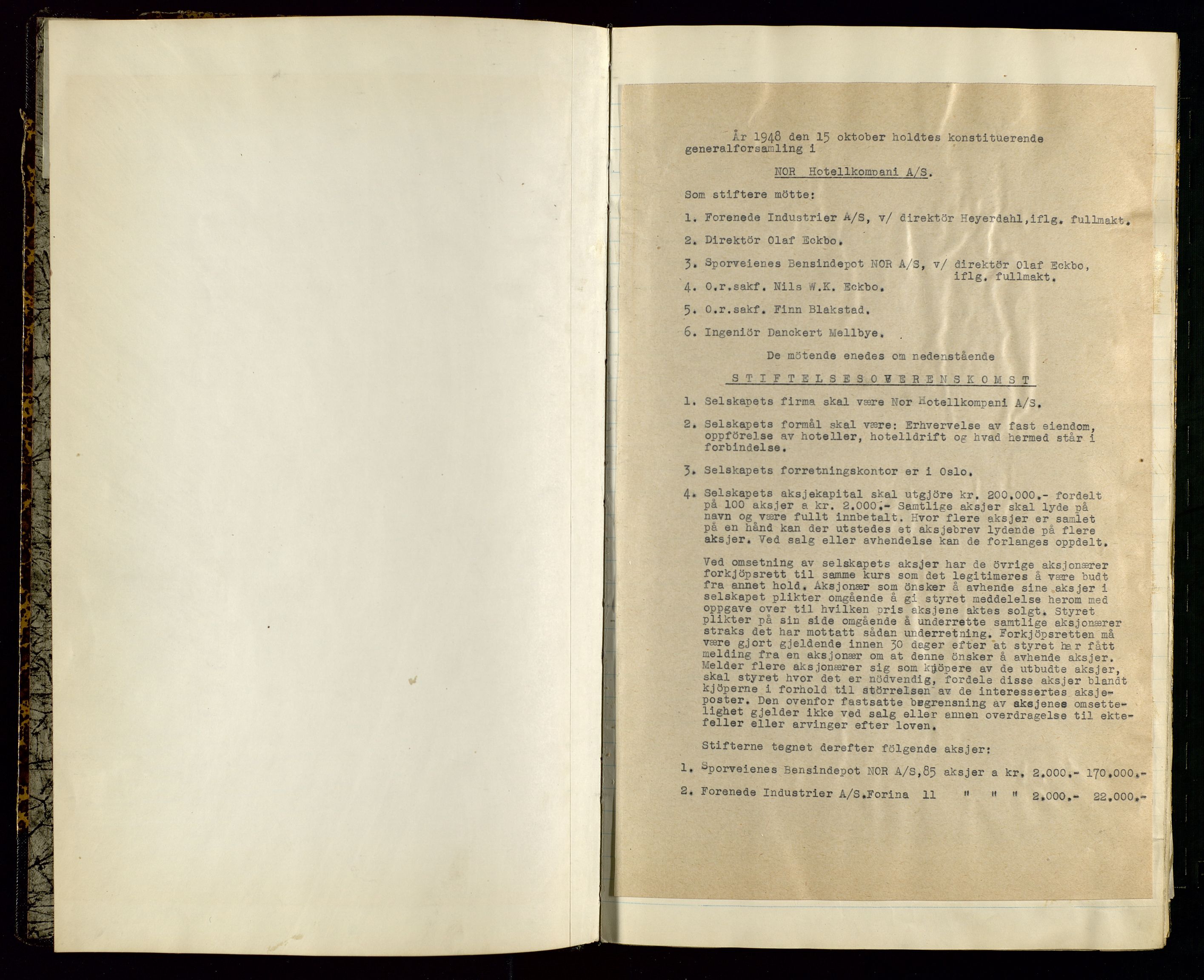 PA 1516 - Nor Hotellkompani A/S, SAST/A-101921/A/L0001: Referatprotokoll, 1948-1855, p. 2