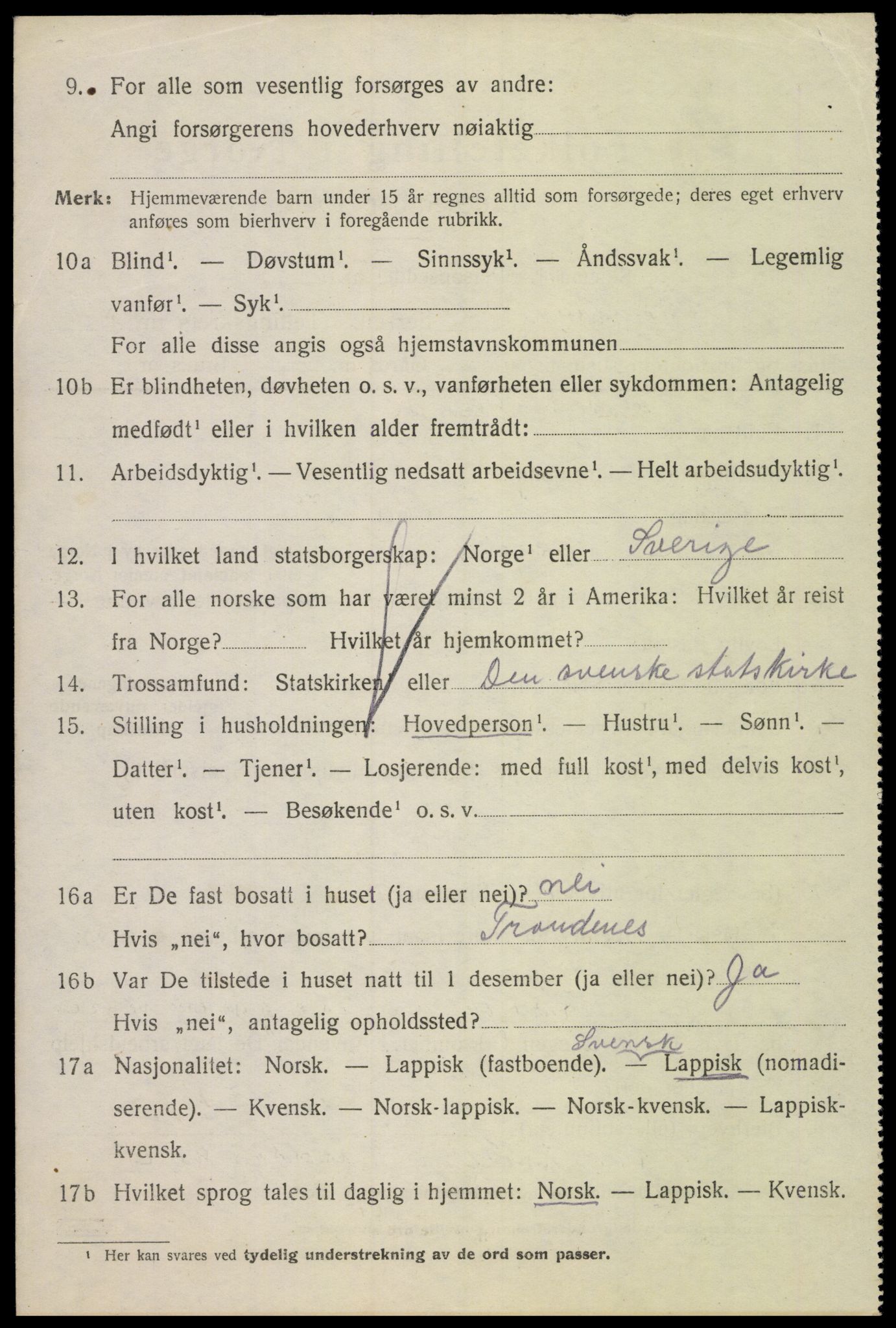 SAT, 1920 census for Gimsøy, 1920, p. 2822