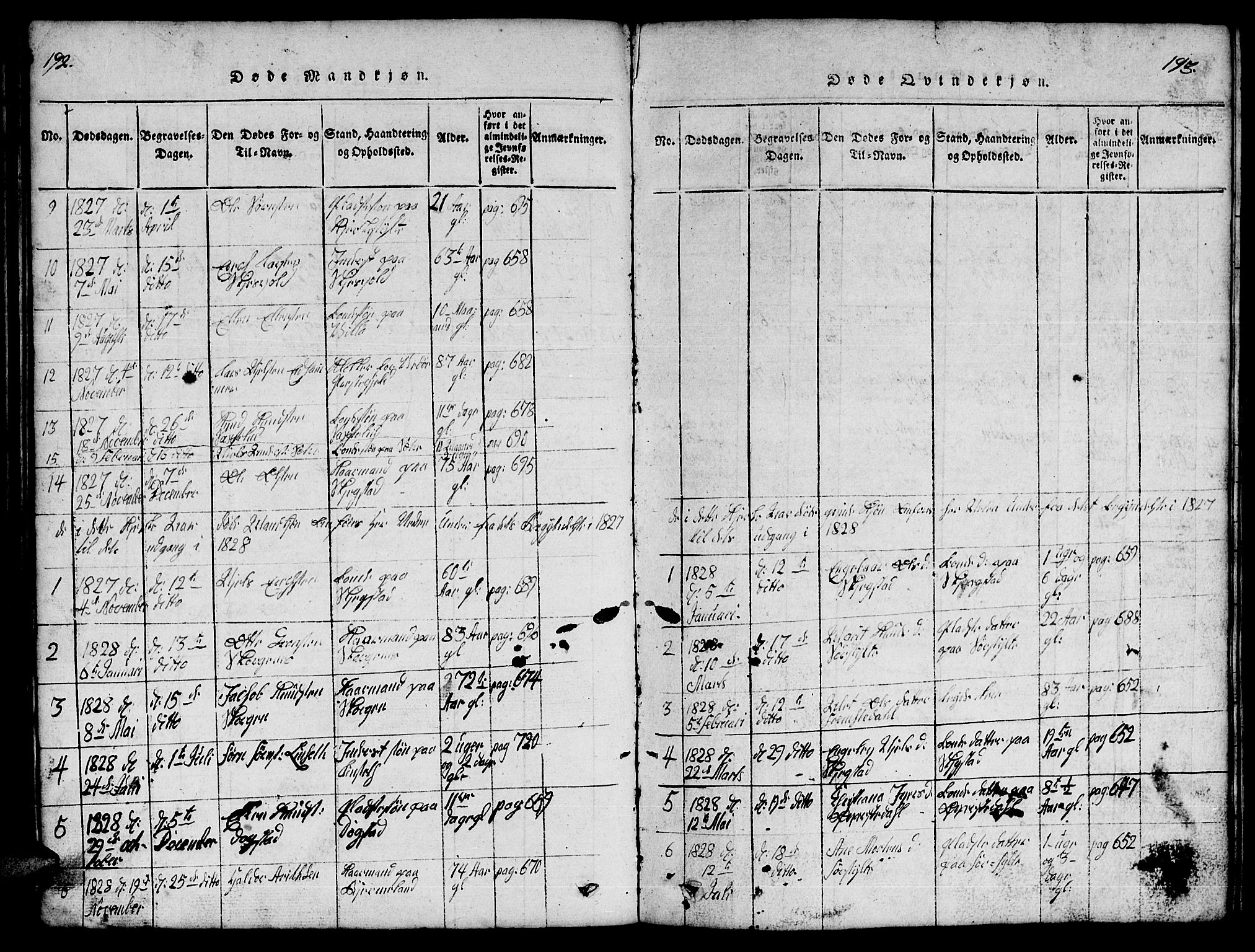 Ministerialprotokoller, klokkerbøker og fødselsregistre - Møre og Romsdal, SAT/A-1454/541/L0546: Parish register (copy) no. 541C01, 1818-1856, p. 192-193