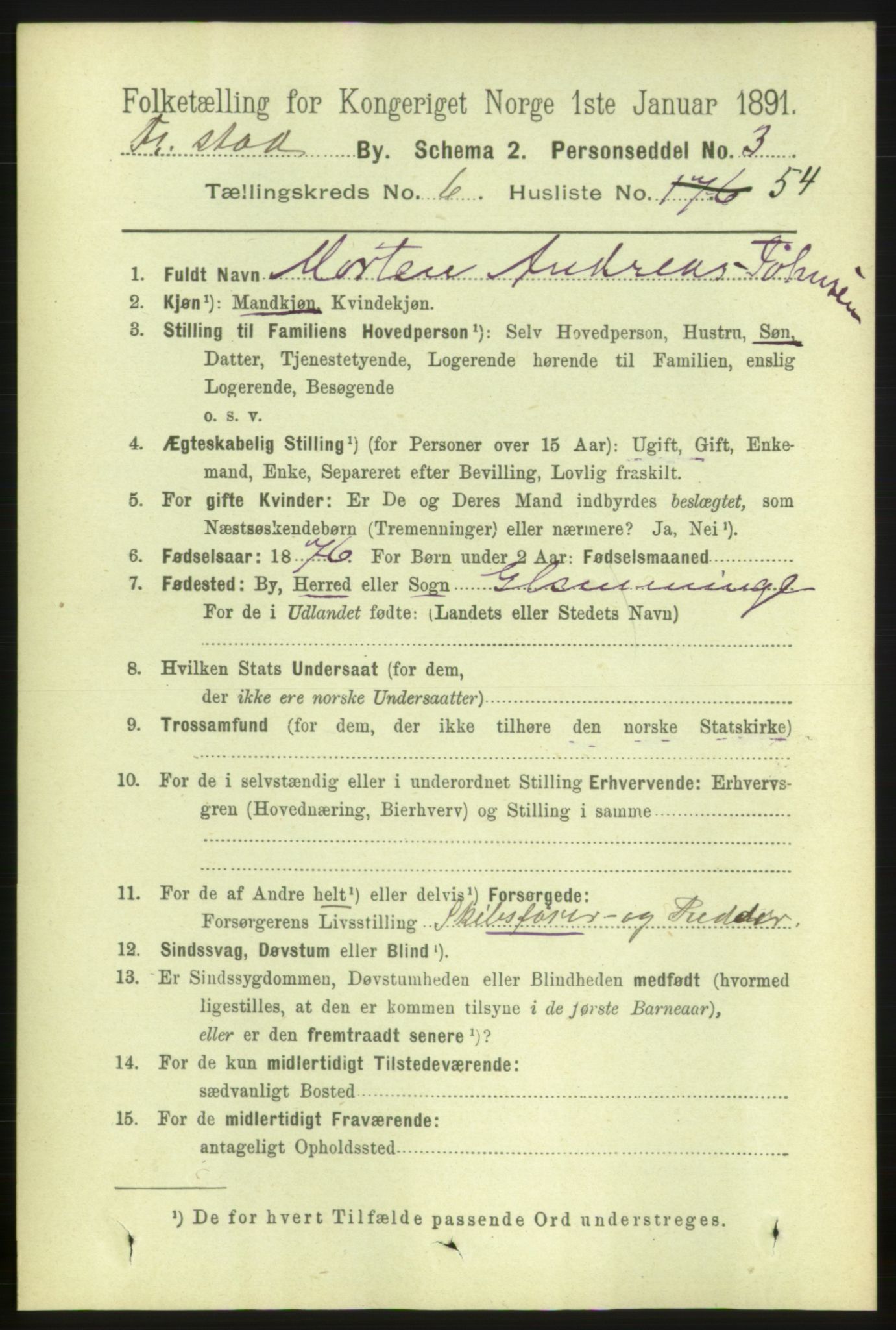 RA, 1891 census for 0103 Fredrikstad, 1891, p. 8149