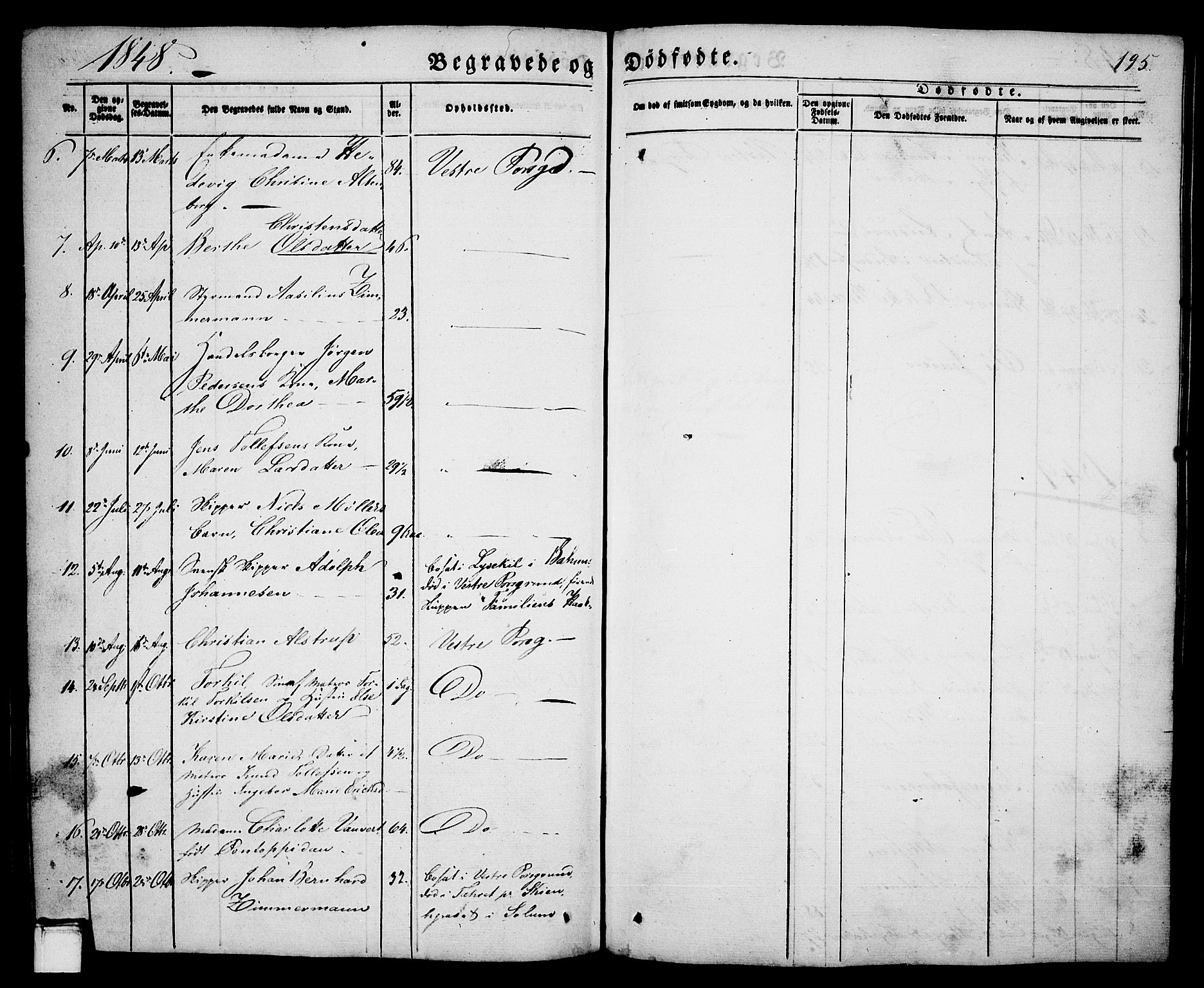 Porsgrunn kirkebøker , SAKO/A-104/G/Ga/L0002: Parish register (copy) no. I 2, 1847-1877, p. 195