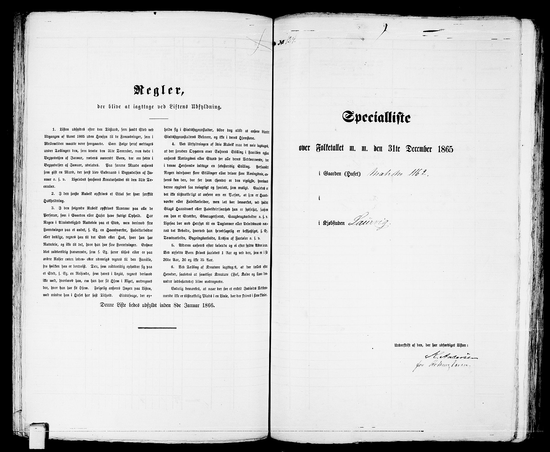 RA, 1865 census for Larvik, 1865, p. 261