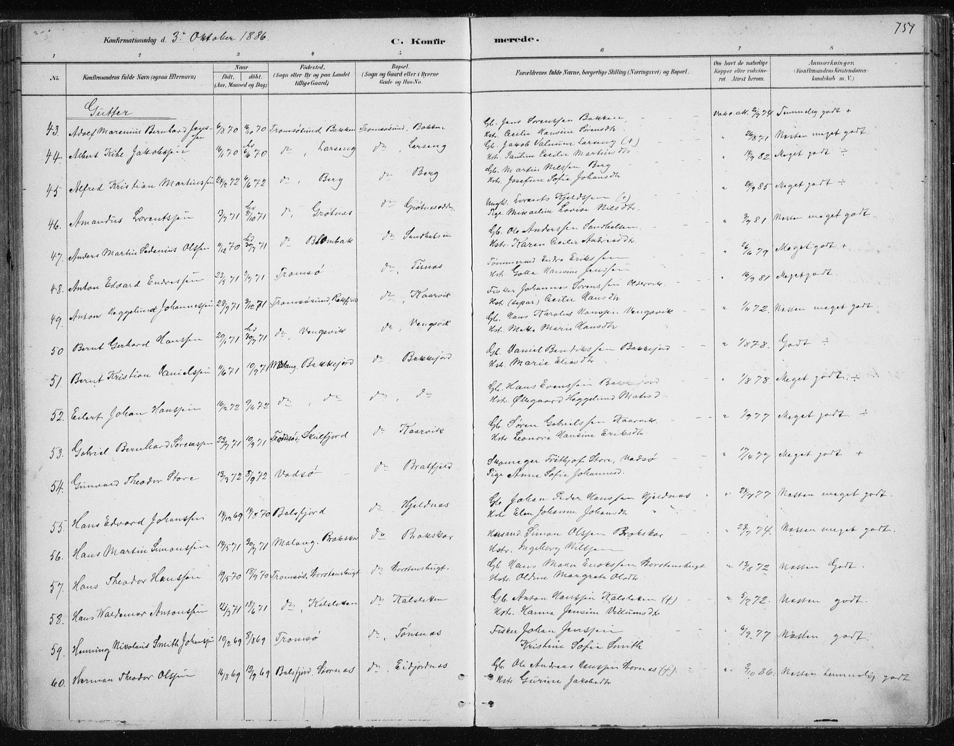 Tromsøysund sokneprestkontor, SATØ/S-1304/G/Ga/L0004kirke: Parish register (official) no. 4, 1880-1888, p. 151