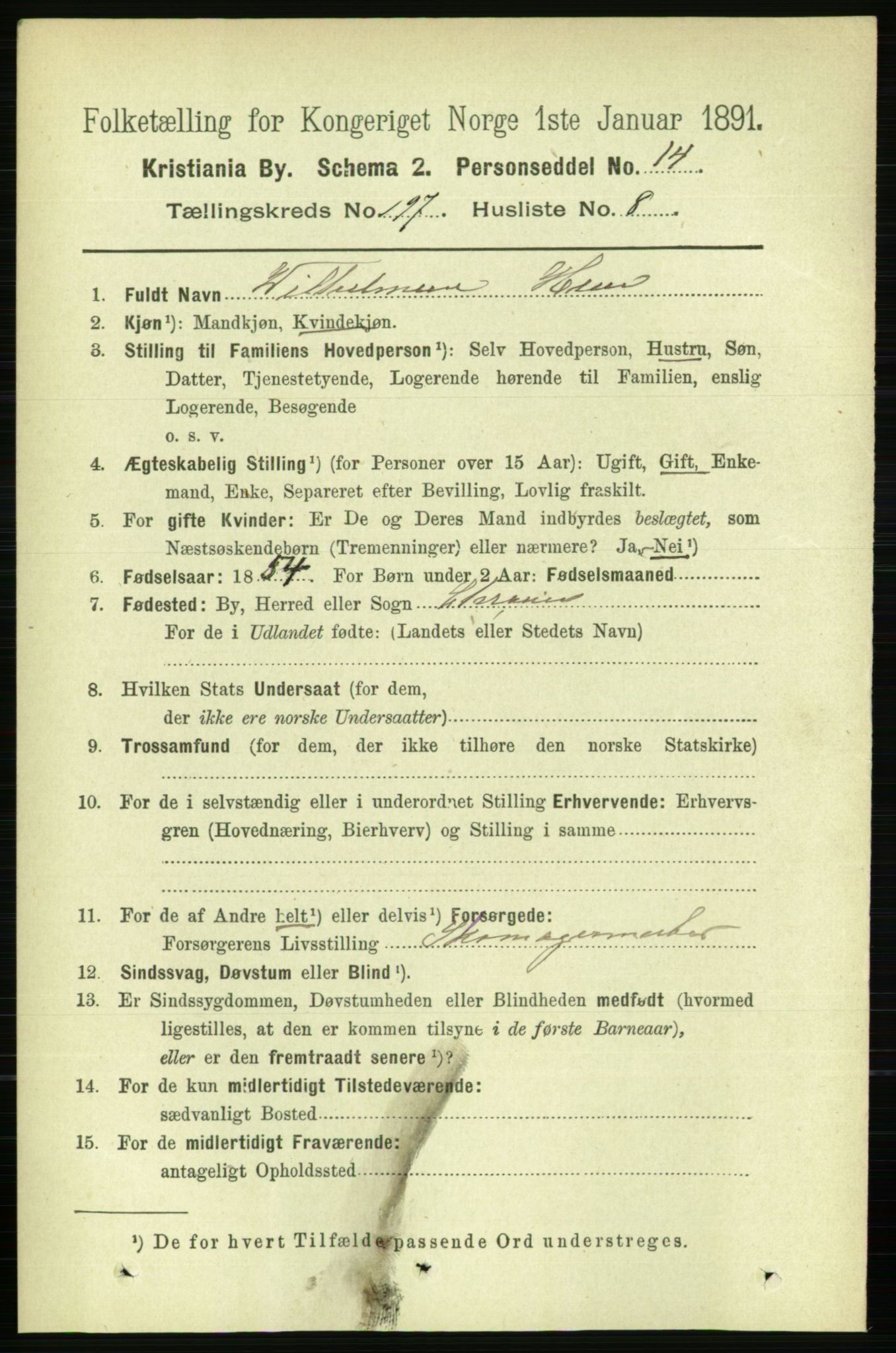 RA, 1891 census for 0301 Kristiania, 1891, p. 118971
