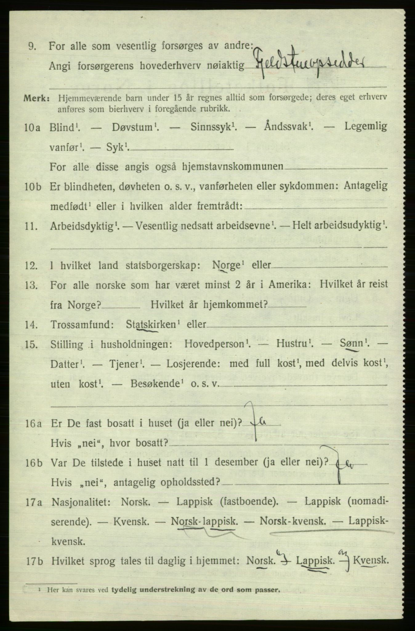 SATØ, 1920 census for Alta, 1920, p. 6586