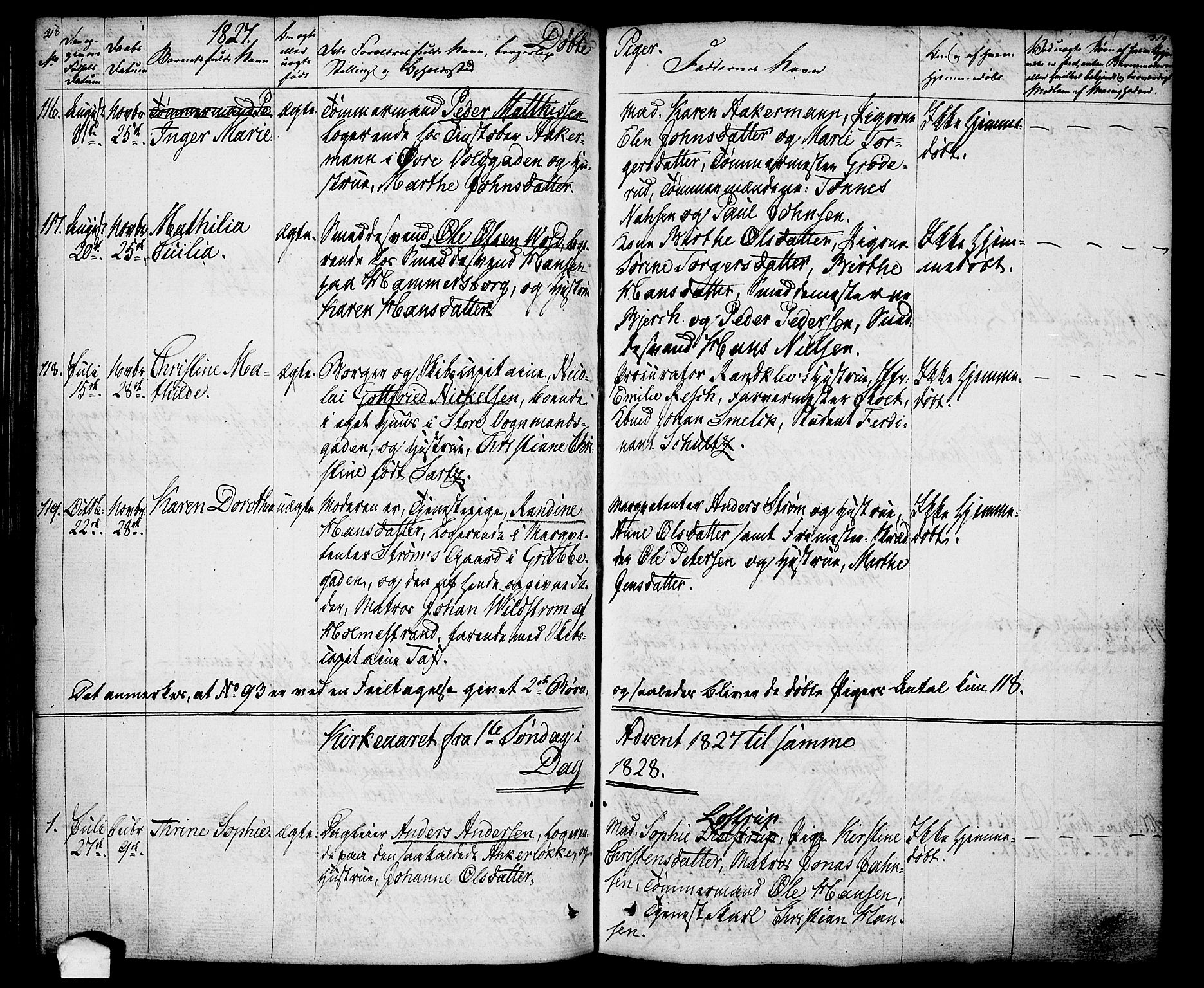 Oslo domkirke Kirkebøker, SAO/A-10752/F/Fa/L0010: Parish register (official) no. 10, 1824-1830, p. 318-319