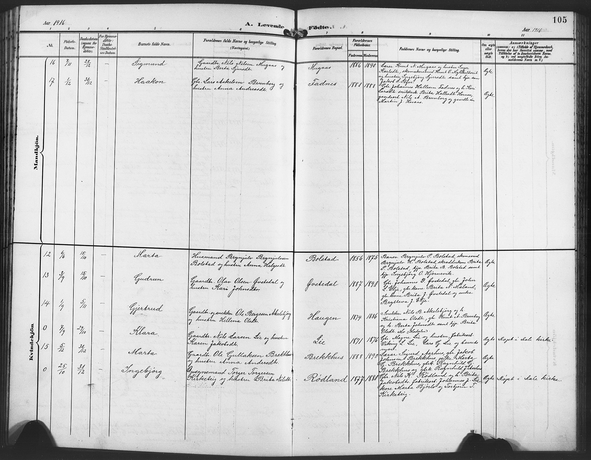 Evanger sokneprestembete, SAB/A-99924: Parish register (copy) no. A 5, 1897-1917, p. 105