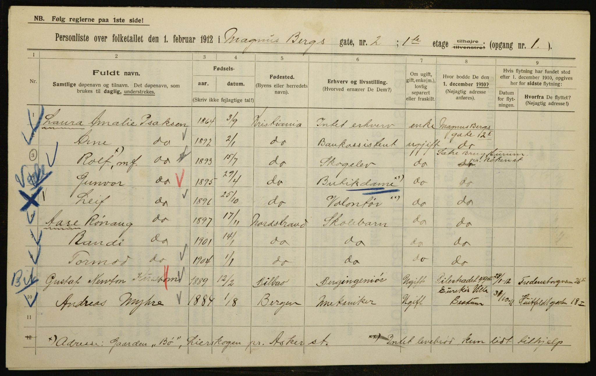 OBA, Municipal Census 1912 for Kristiania, 1912, p. 59454