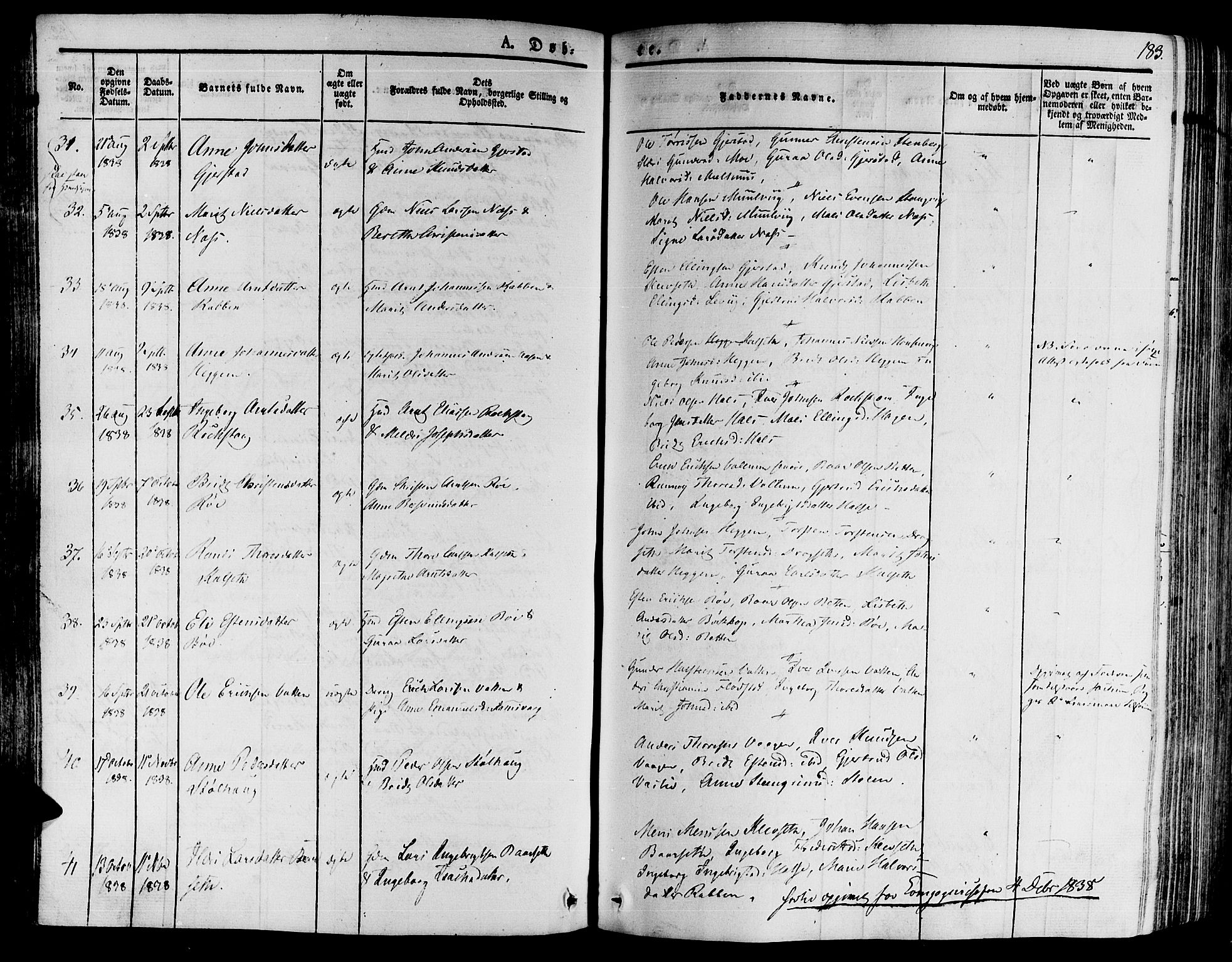 Ministerialprotokoller, klokkerbøker og fødselsregistre - Møre og Romsdal, AV/SAT-A-1454/592/L1025: Parish register (official) no. 592A03 /2, 1831-1849, p. 183