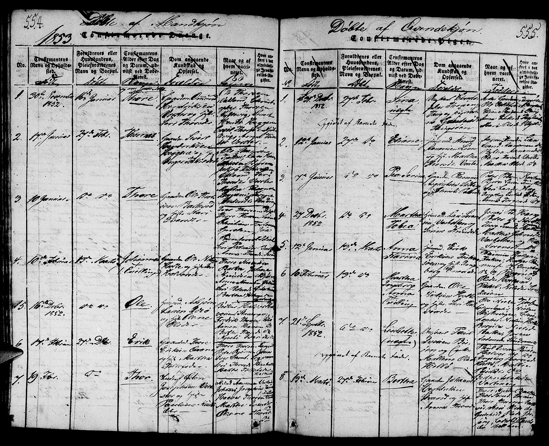 Strand sokneprestkontor, SAST/A-101828/H/Ha/Hab/L0001: Parish register (copy) no. B 1, 1816-1854, p. 554-555