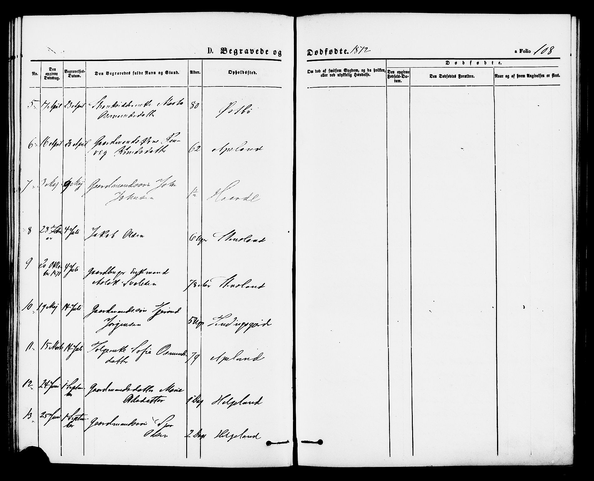 Vikedal sokneprestkontor, AV/SAST-A-101840/01/IV: Parish register (official) no. A 8, 1868-1885, p. 108