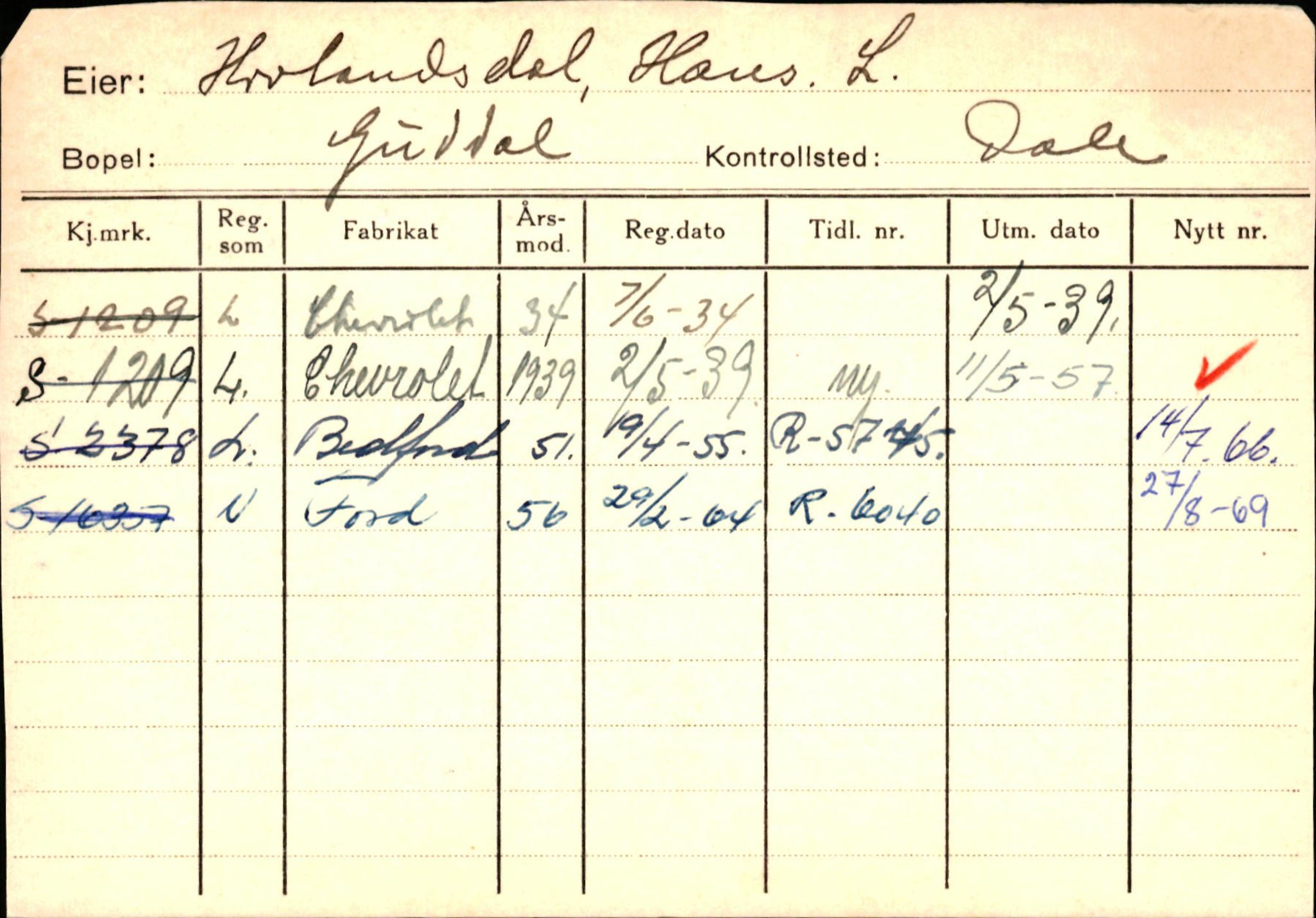 Statens vegvesen, Sogn og Fjordane vegkontor, SAB/A-5301/4/F/L0125: Eigarregister Sogndal V-Å. Aurland A-Å. Fjaler A-N, 1945-1975, p. 2129