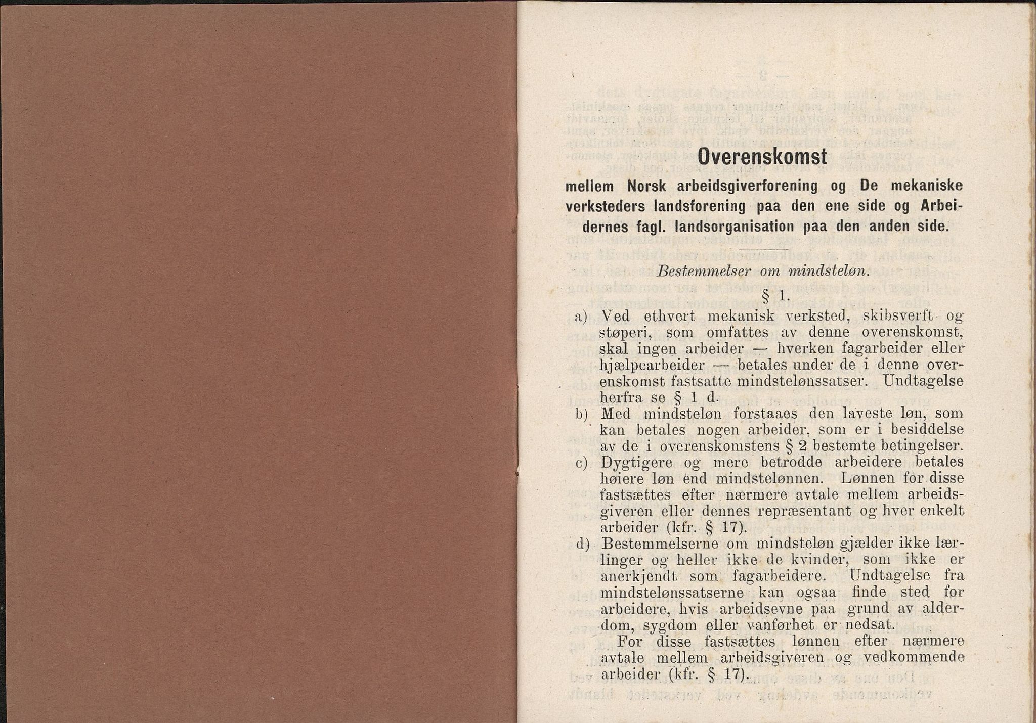 Norsk jern- og metallarbeiderforbund, AAB/ARK-1659/O/L0001/0002: Verkstedsoverenskomsten / Verkstedsoverenskomsten, 1911