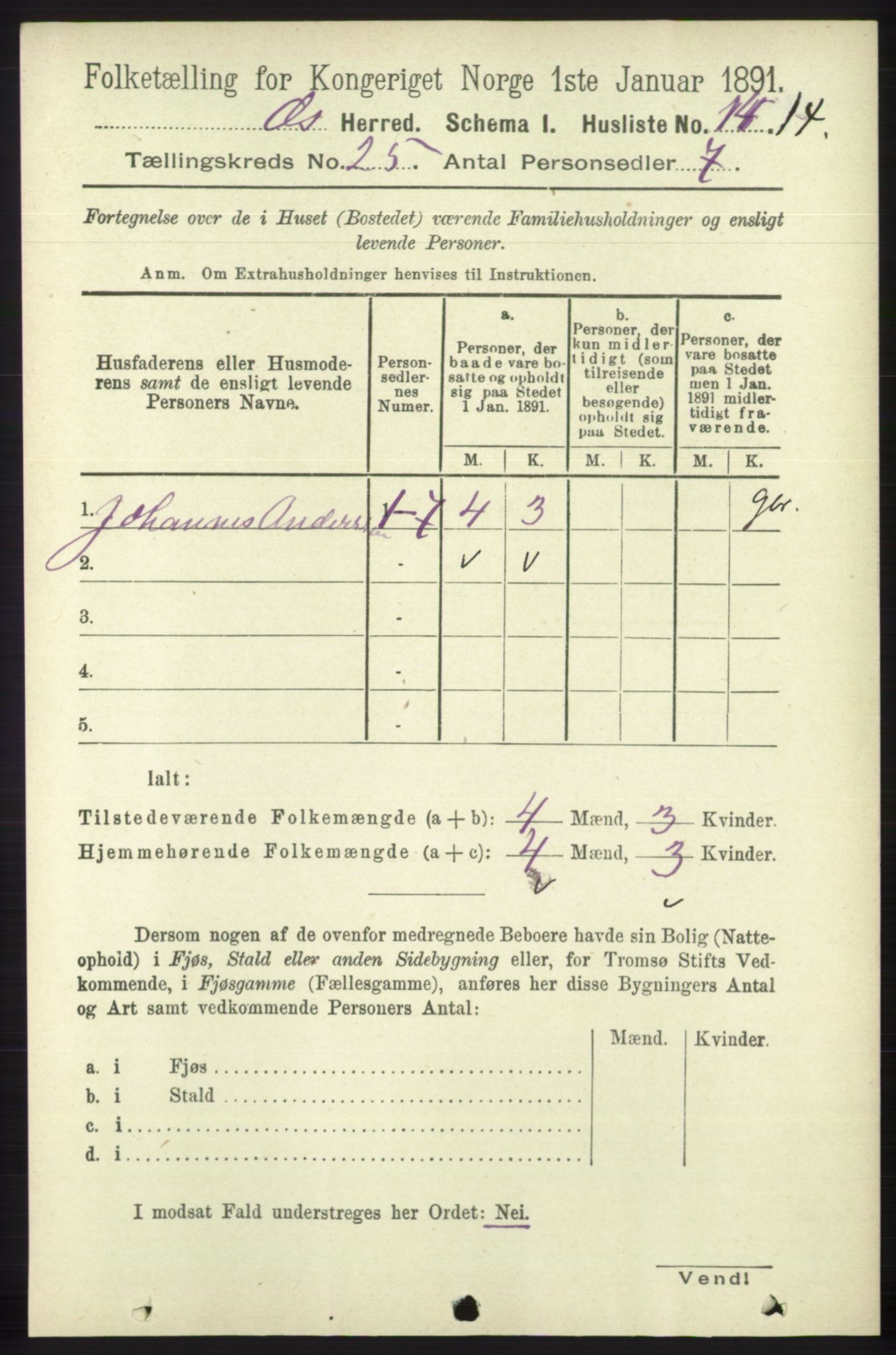 RA, 1891 census for 1243 Os, 1891, p. 5345