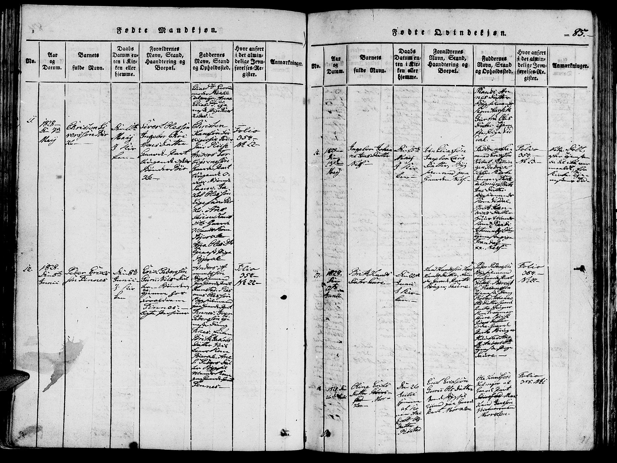 Ministerialprotokoller, klokkerbøker og fødselsregistre - Møre og Romsdal, SAT/A-1454/515/L0207: Parish register (official) no. 515A03, 1819-1829, p. 85