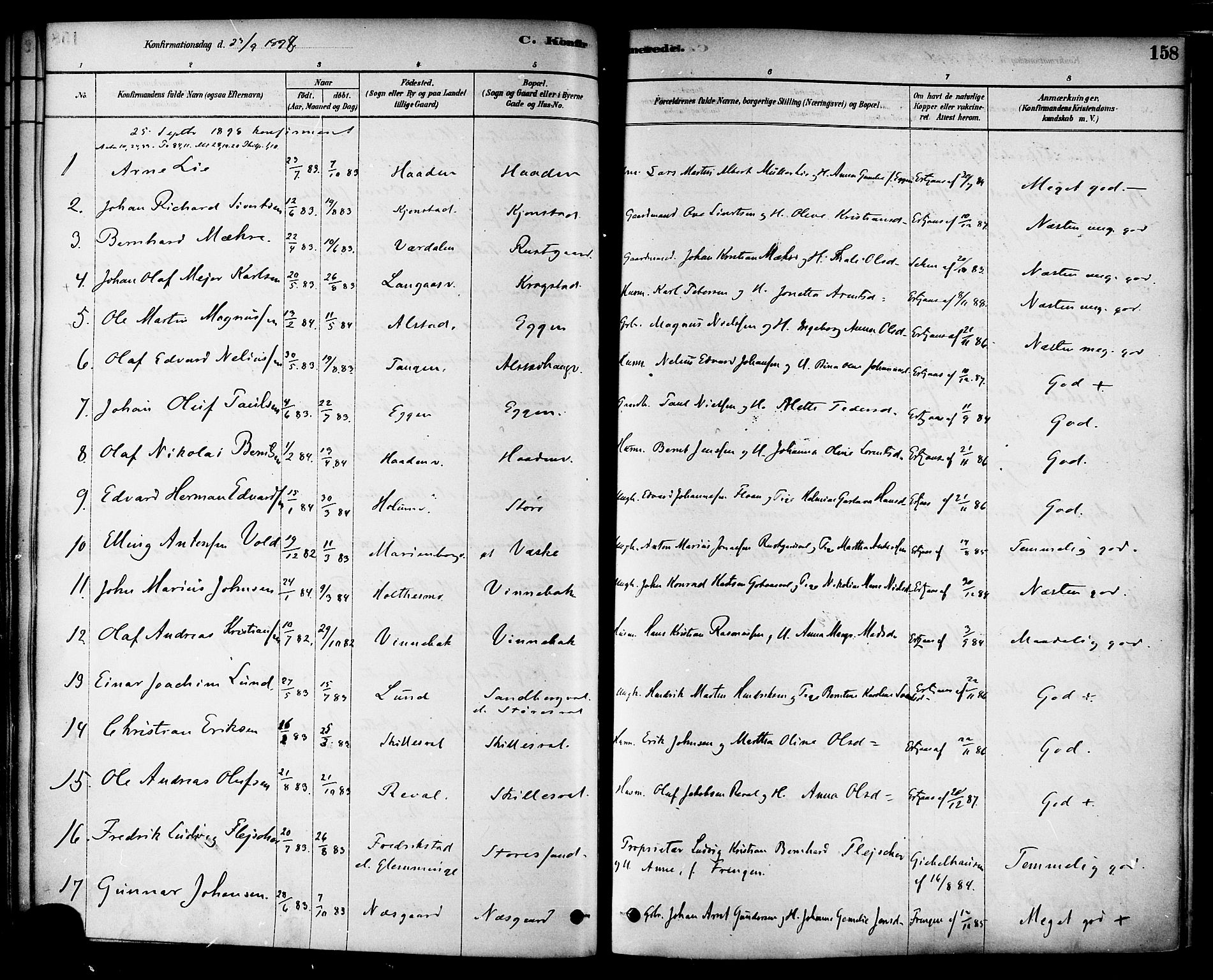 Ministerialprotokoller, klokkerbøker og fødselsregistre - Nord-Trøndelag, AV/SAT-A-1458/717/L0159: Parish register (official) no. 717A09, 1878-1898, p. 158