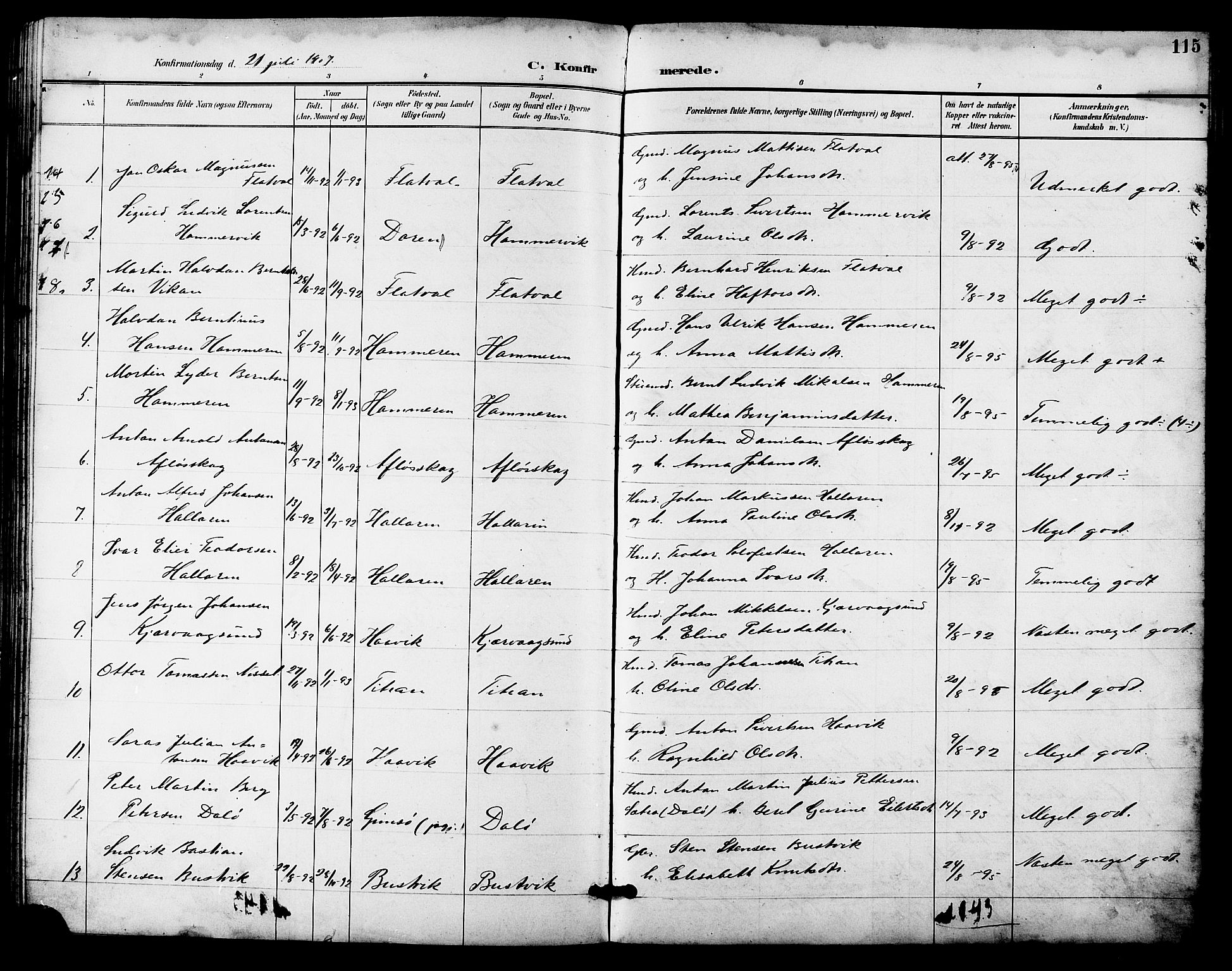 Ministerialprotokoller, klokkerbøker og fødselsregistre - Sør-Trøndelag, SAT/A-1456/641/L0598: Parish register (copy) no. 641C02, 1893-1910, p. 115