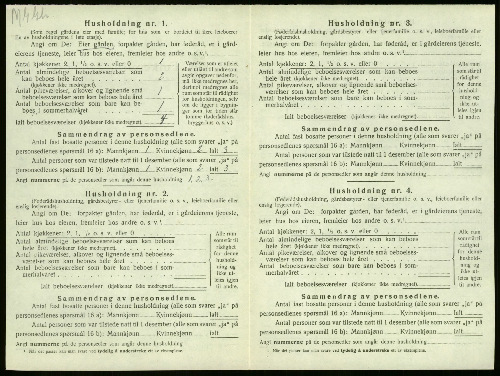 SAKO, 1920 census for Sandeherred, 1920, p. 1607
