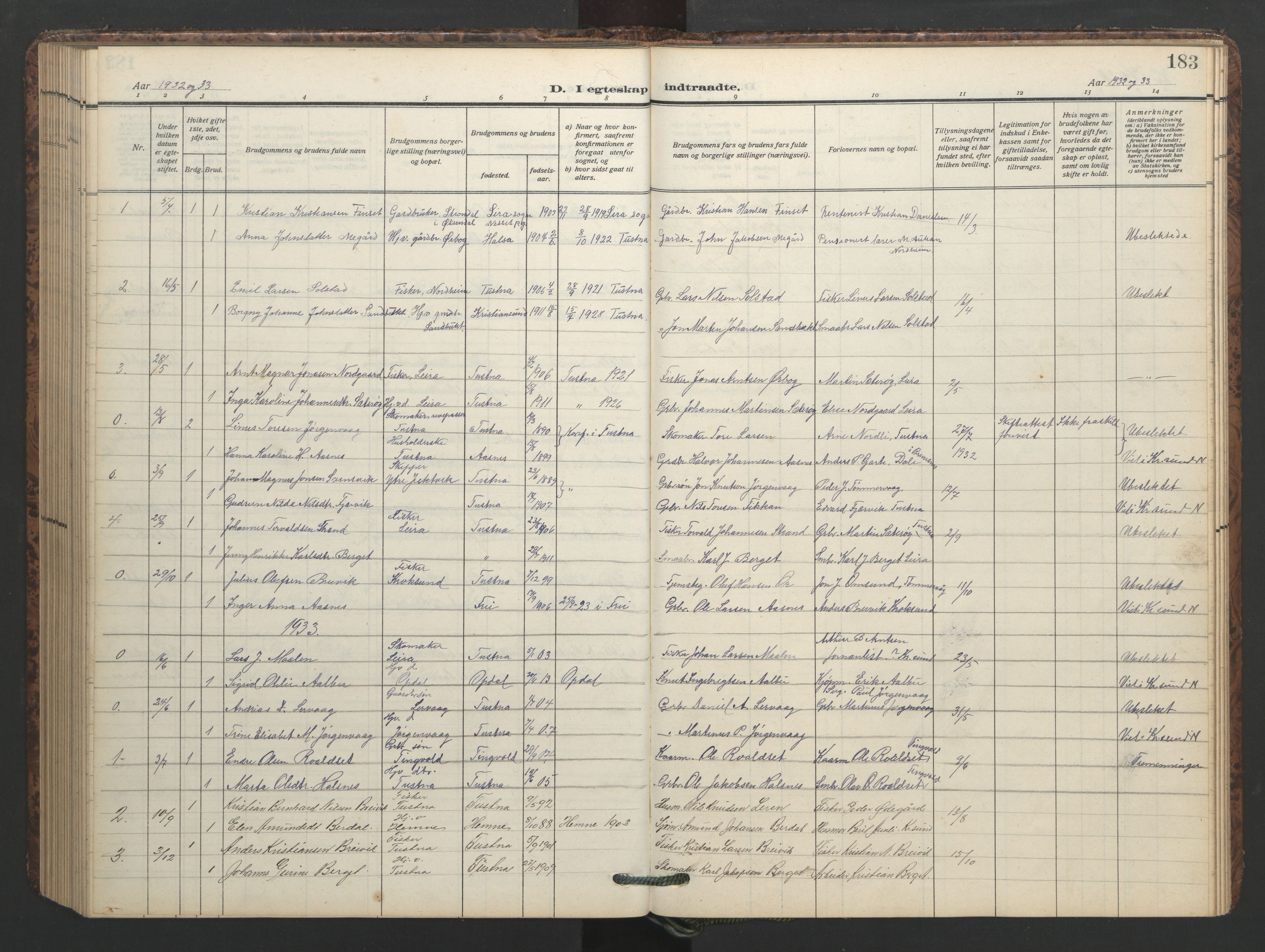 Ministerialprotokoller, klokkerbøker og fødselsregistre - Møre og Romsdal, AV/SAT-A-1454/577/L0897: Parish register (copy) no. 577C01, 1909-1946, p. 183